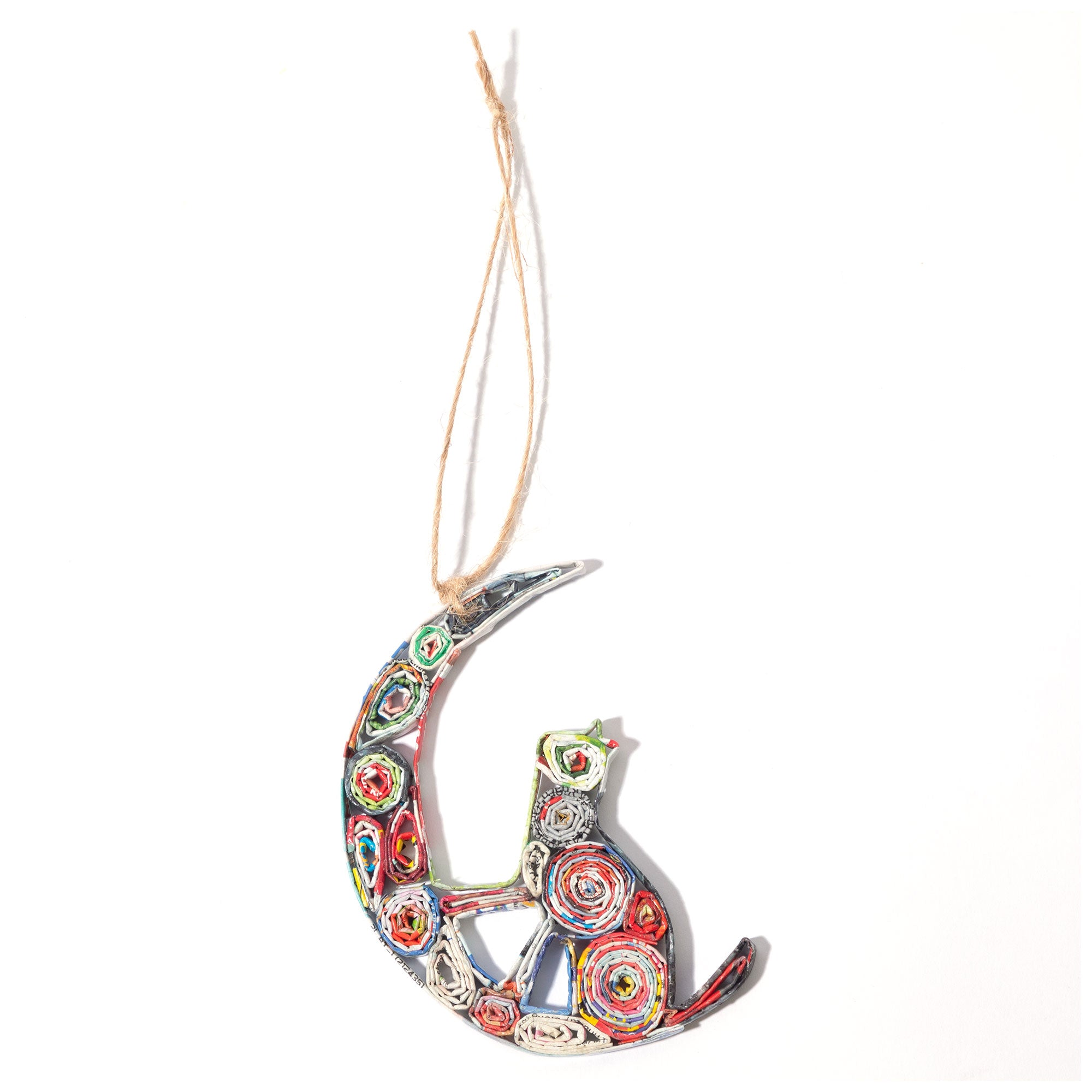 Premium Recycled Magazine Furry Friend Ornament | Eco-Friendly, Handmade, Fair Trade Holiday Decor