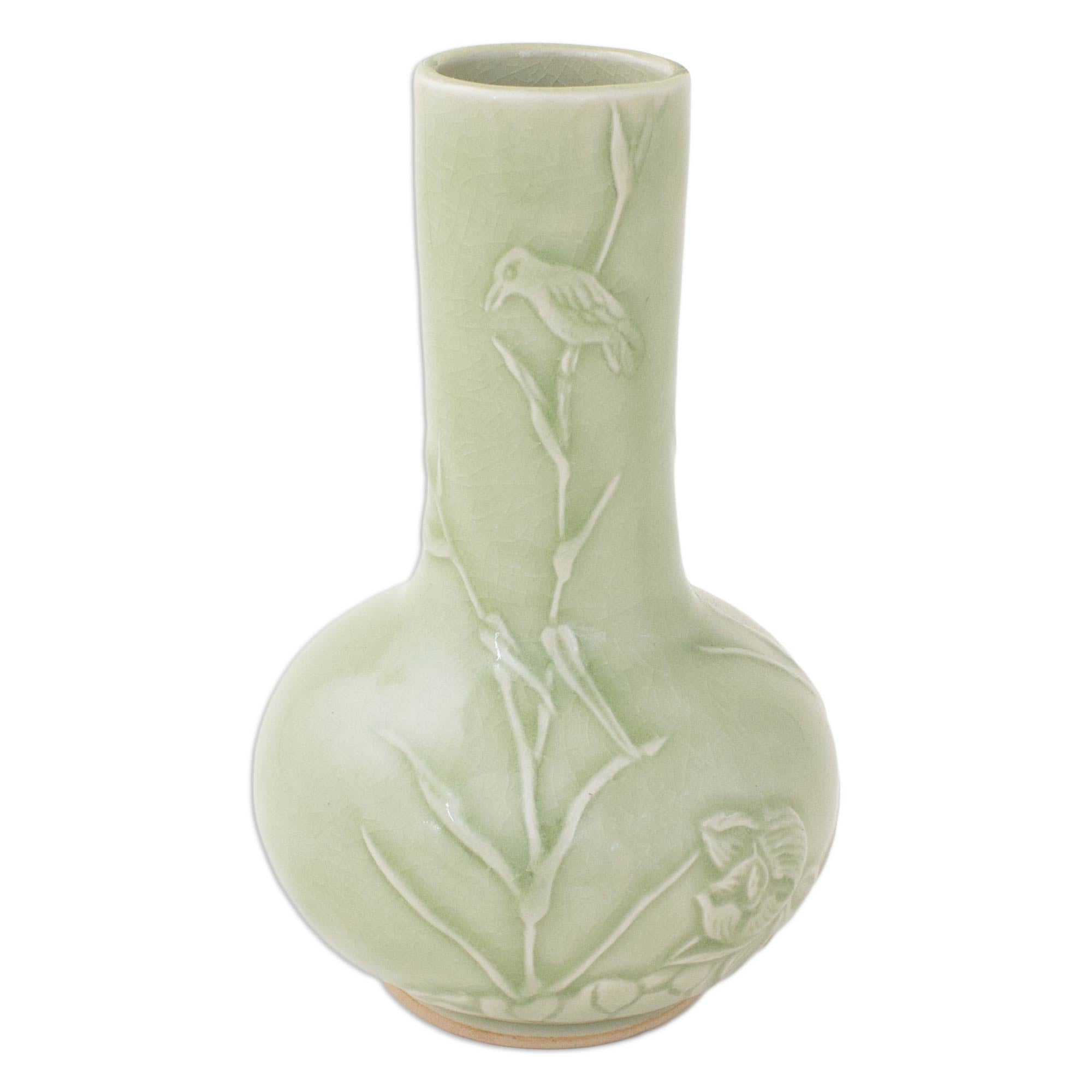 Premium Tranquility Thai Ceramic Vase - Nature-Inspired Handcrafted Green Home Decor