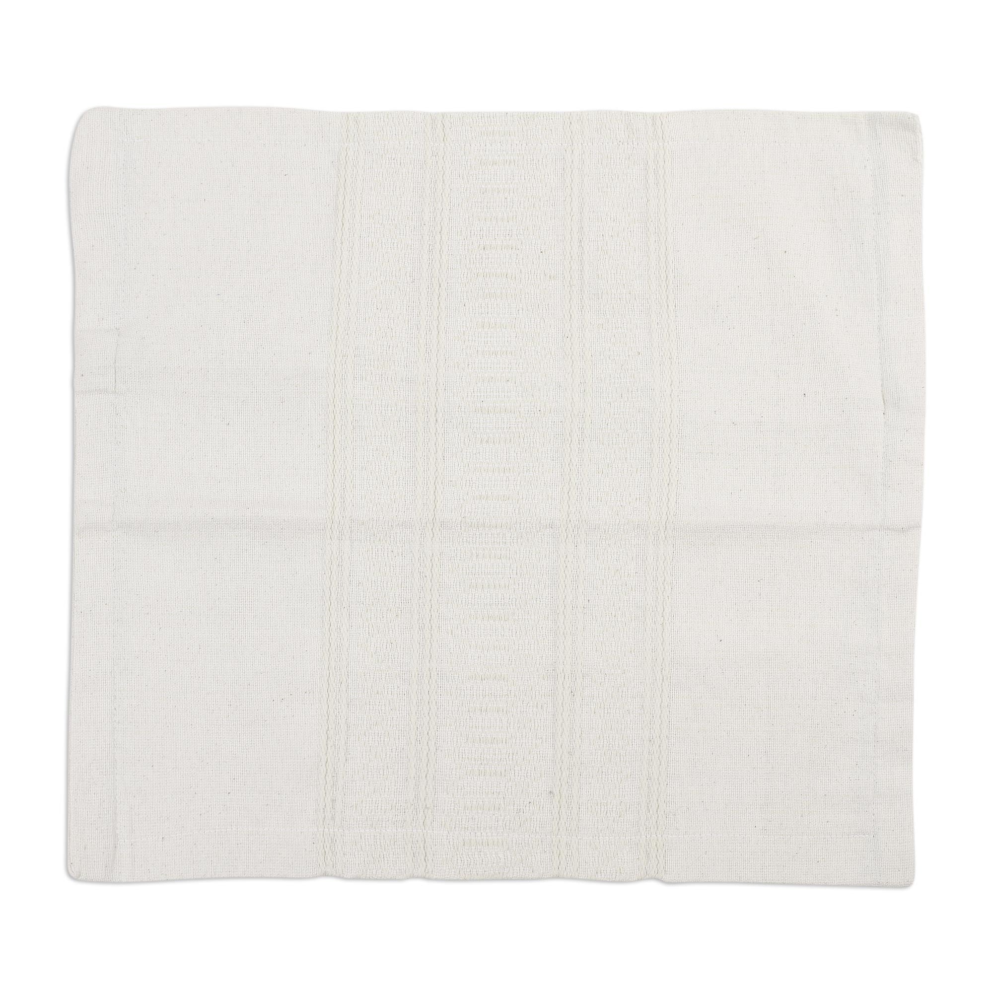 Premium Eco-Friendly Cotton Pillow Cover 'Eggshell Bliss' - Handwoven Elegance