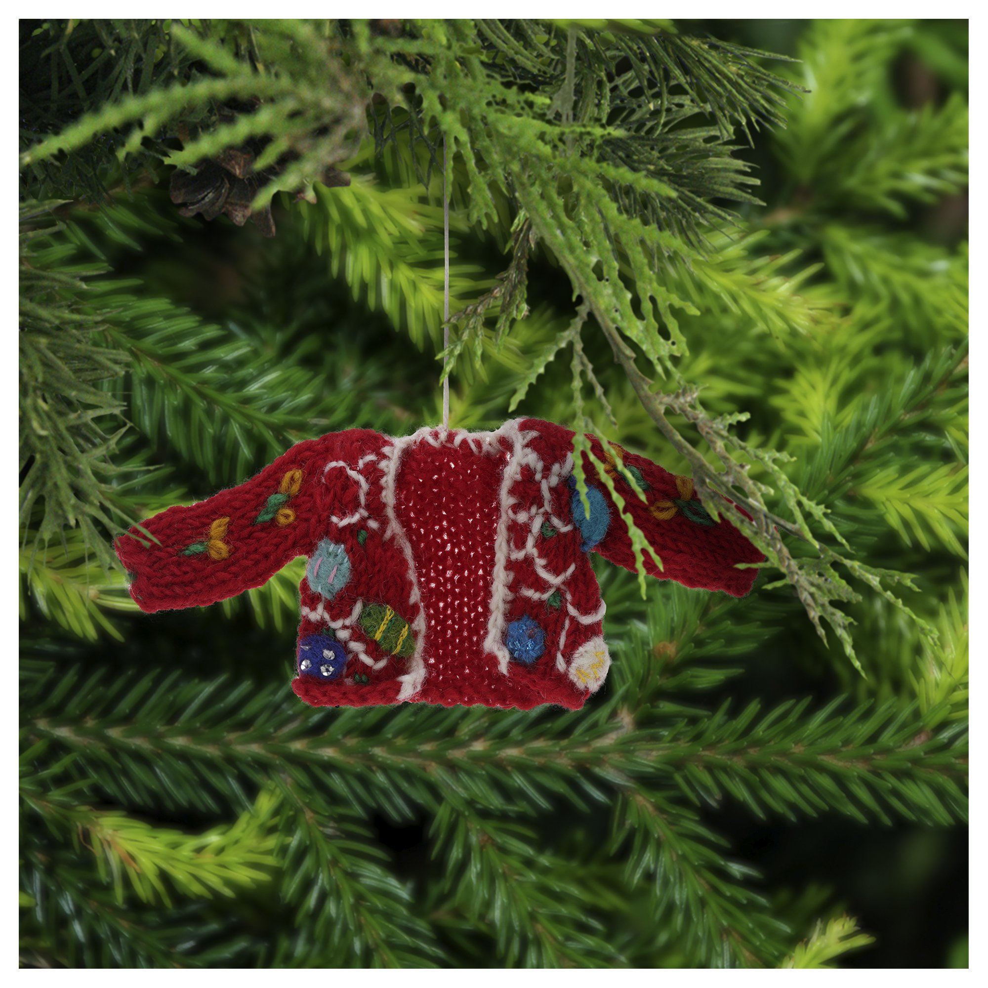Premium Christmas Lights Sweater Ornament - Handmade Fair Trade
