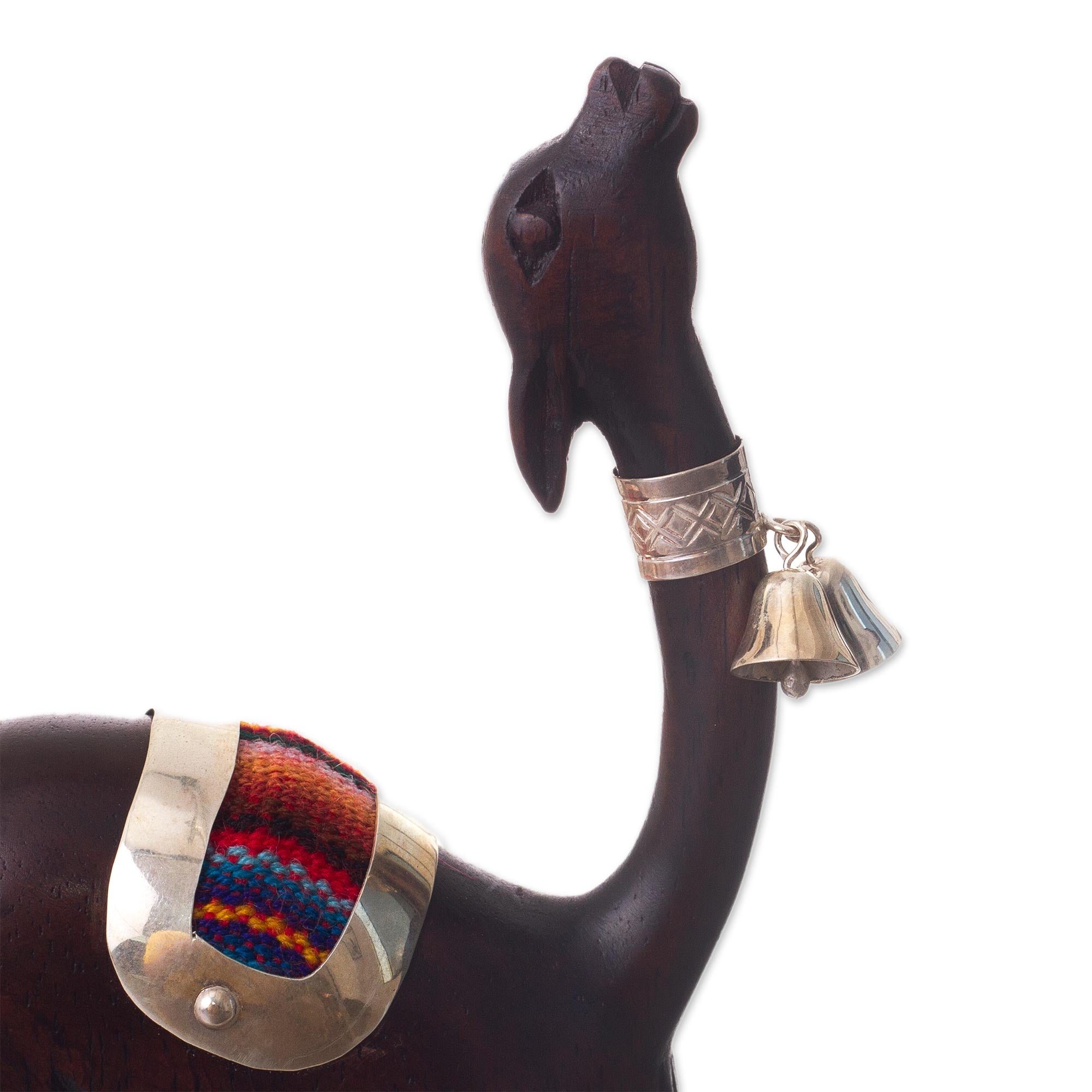 Premium Hand-Carved Vicuña Figurines from Peru - Silver & Cedar Wood Pair