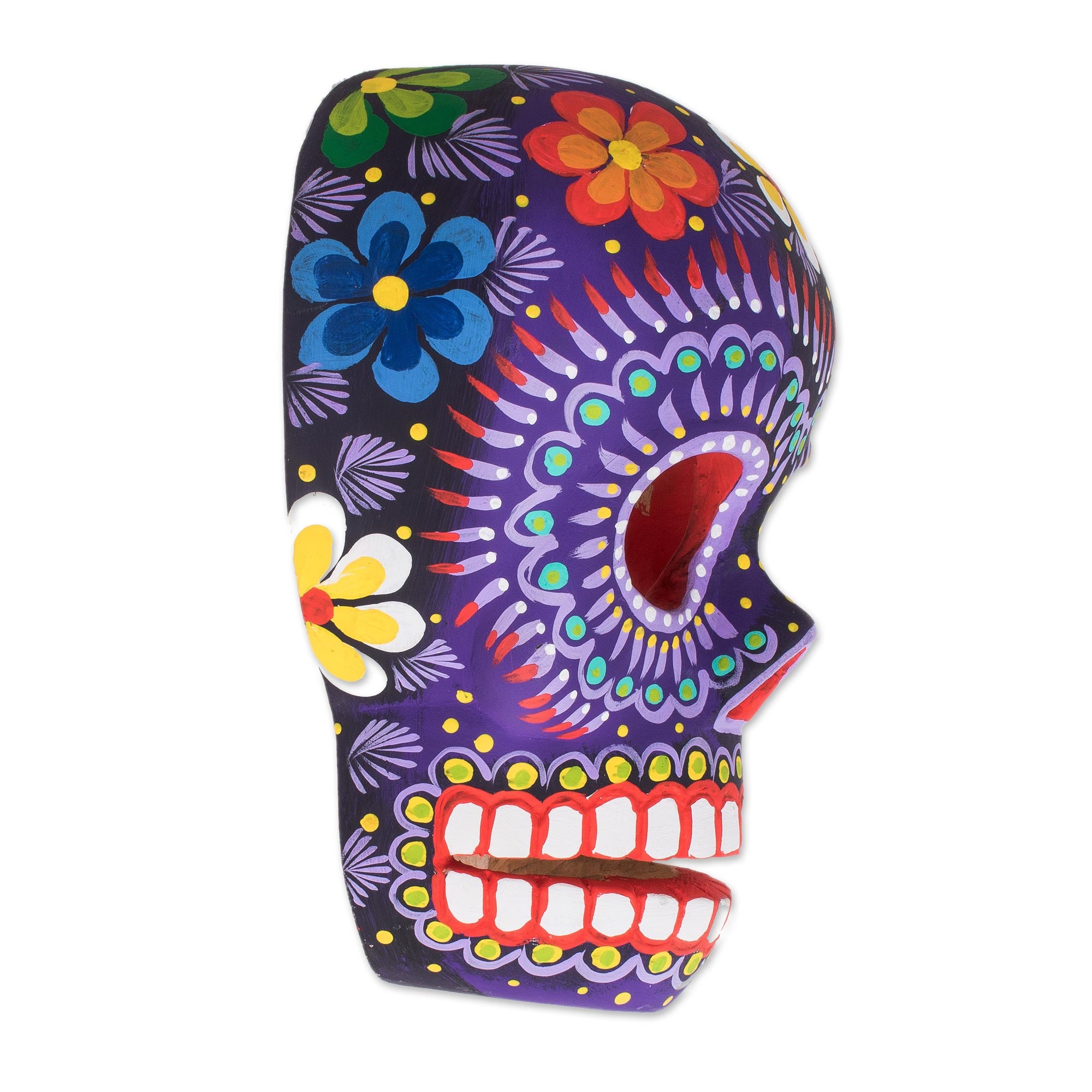 Premium Eternal Floral Skull Wood Wall Art - Handcrafted in Guatemala