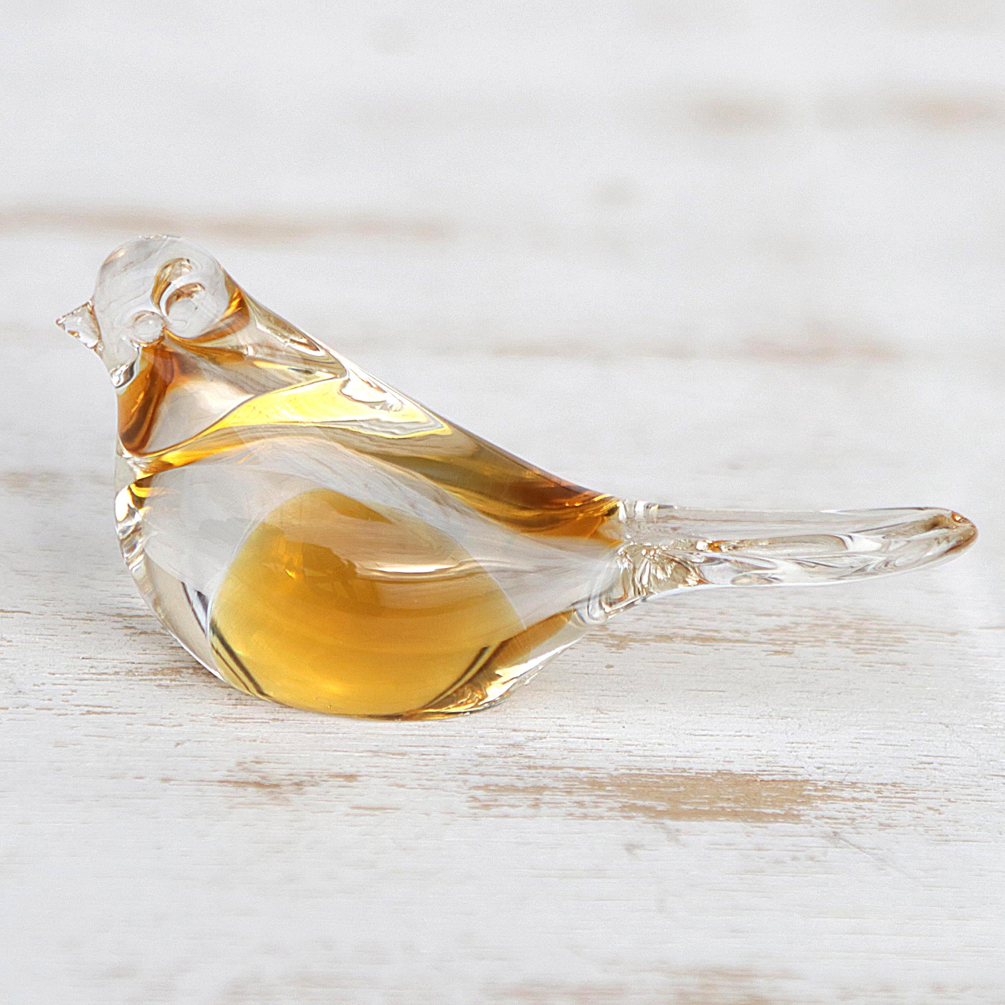 Premium Handblown Brazilian Yellow Bird Art Glass Paperweight