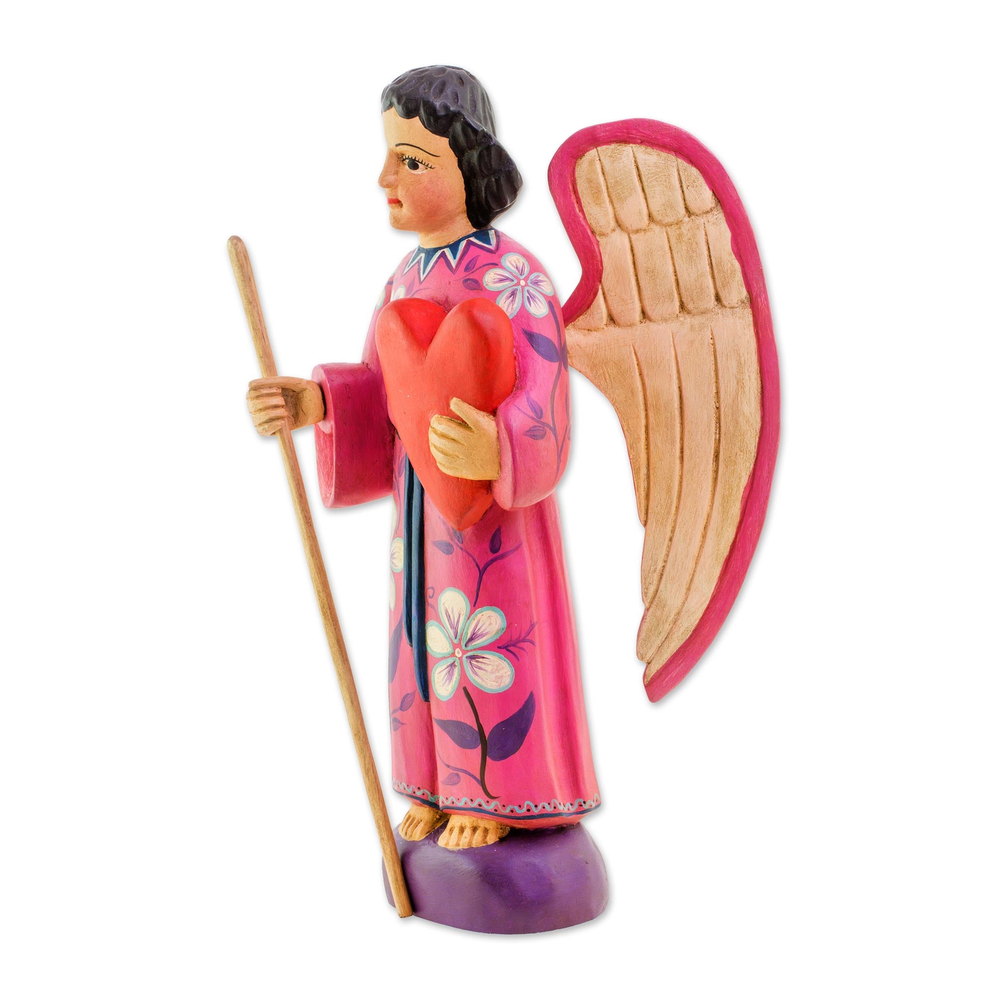 Premium Hand-Painted Loving Angel Sculpture – Guatemalan Artisan Crafted