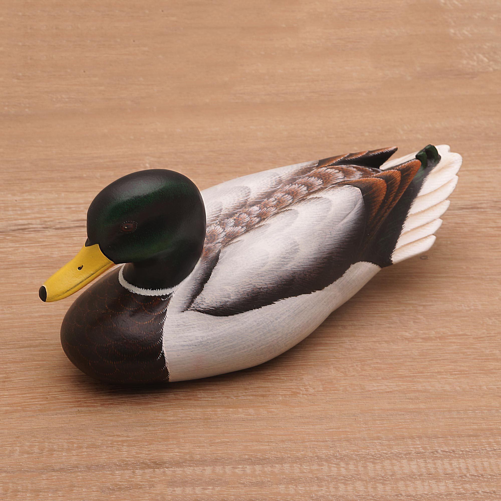 Premium Hand Carved Male Mallard Statuette - Ultimate Home Decor