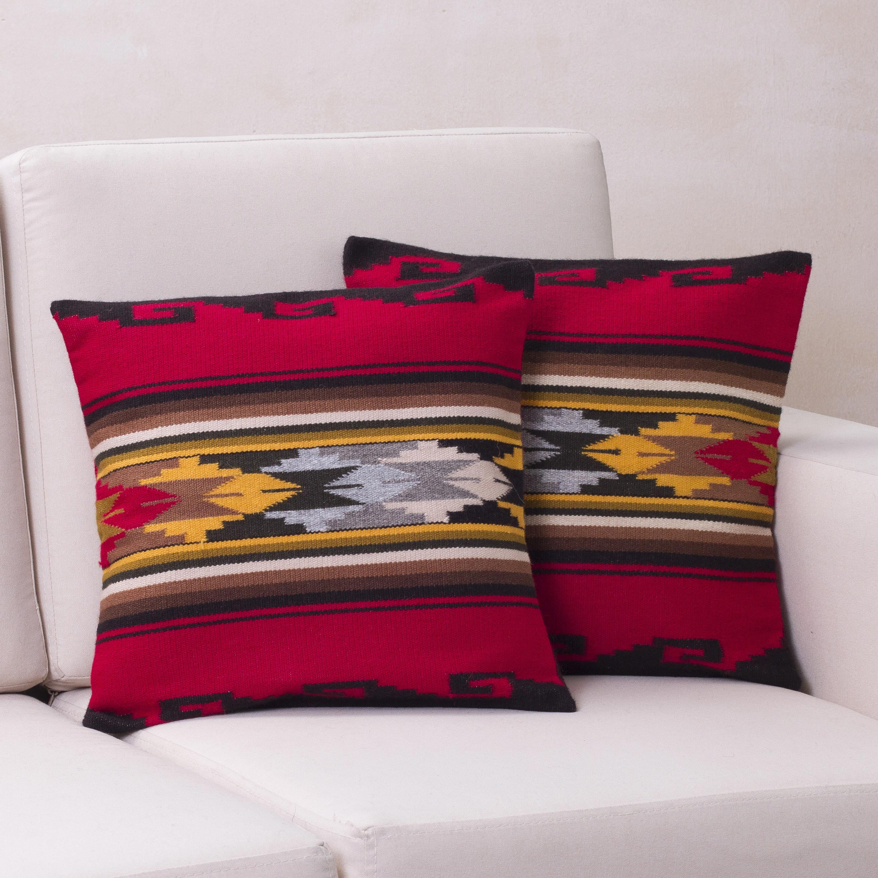 Premium Red Sea Multicolor Throw Pillow Covers - Handcrafted in Peru