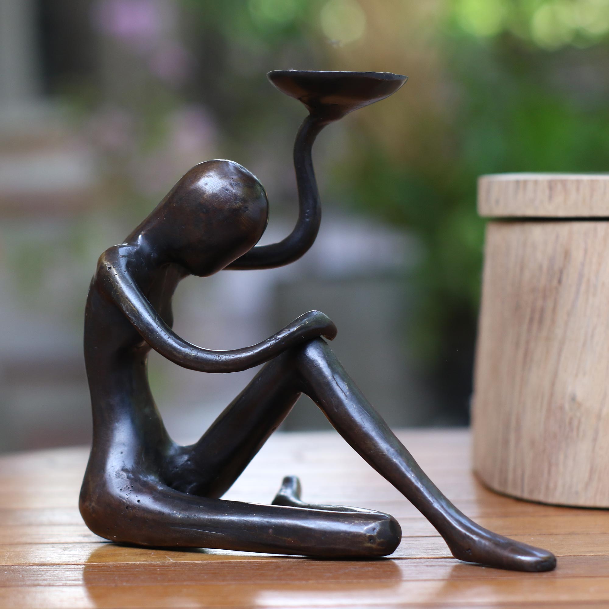 Premium Balinese Bronze Ballet Bowl Figurine - Antiqued Finish