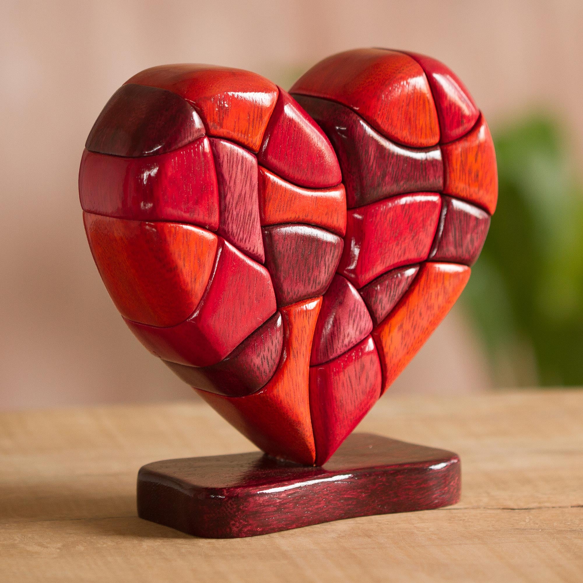 Premium Hand-Carved Love Heart Sculpture - Artisan Crafted in Peru