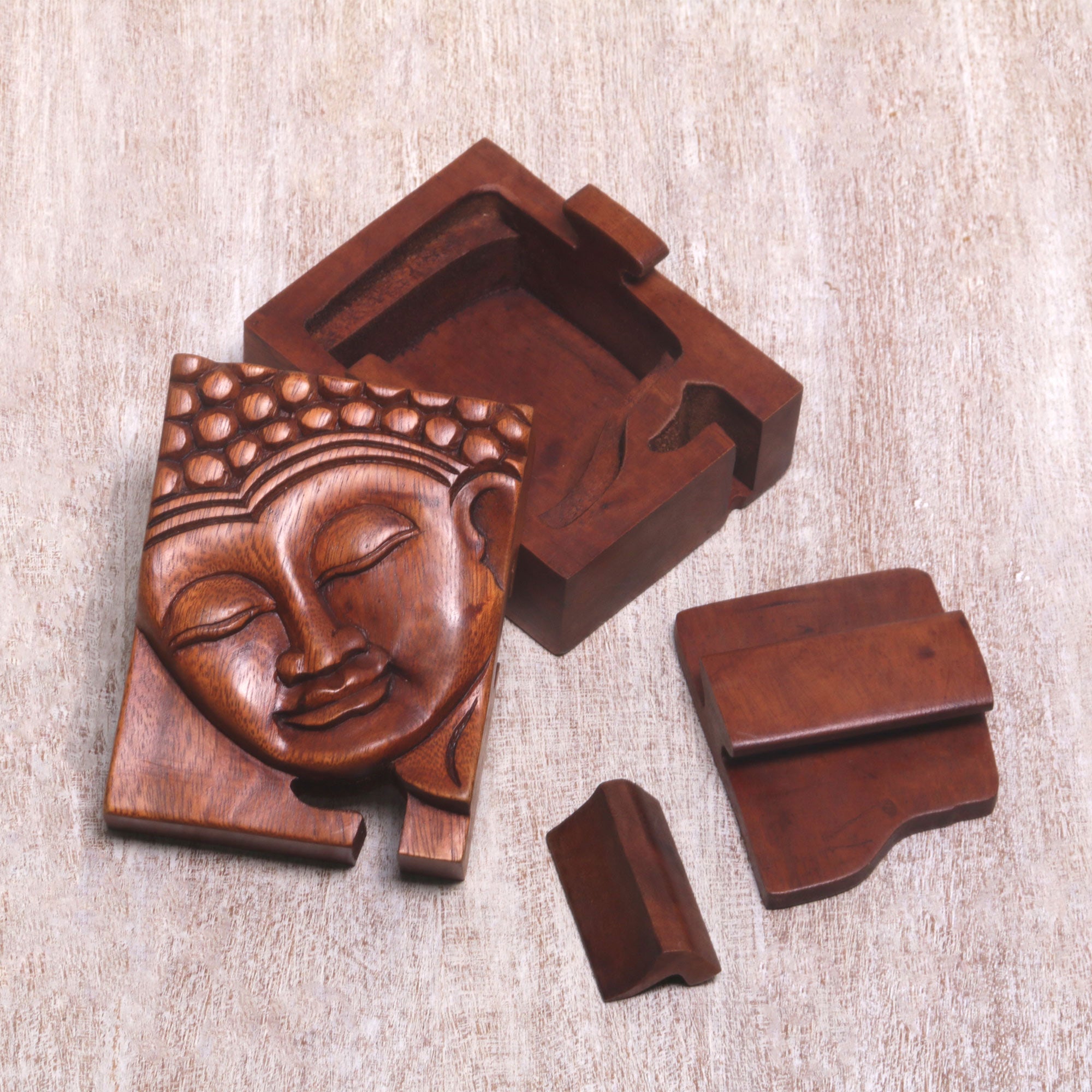 Premium Hand-Carved Buddha Puzzle Box – Authentic Balinese Artistry