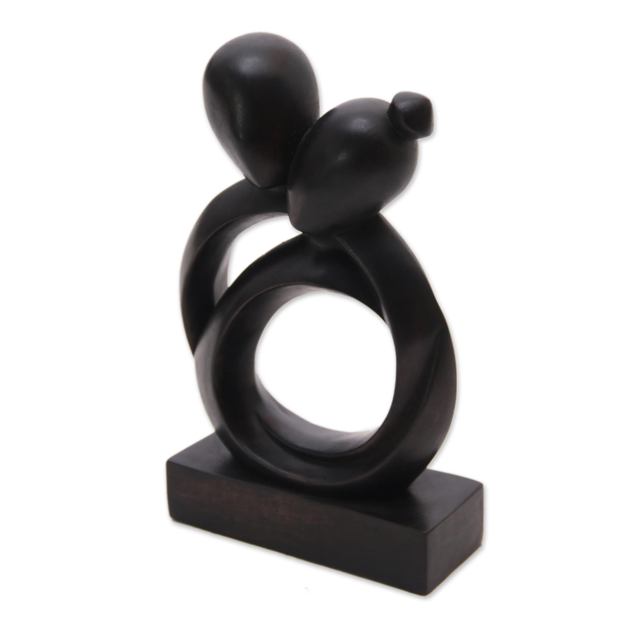 Premium Romantic Suar Wood Sculpture - Handcrafted Abstract Art from Indonesia