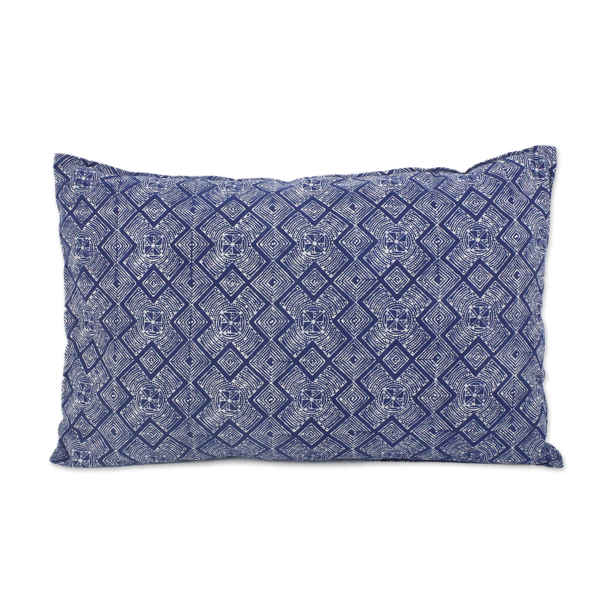 Premium Indigo Geometric Batik Cotton Pillow Sham – Handcrafted in Thailand