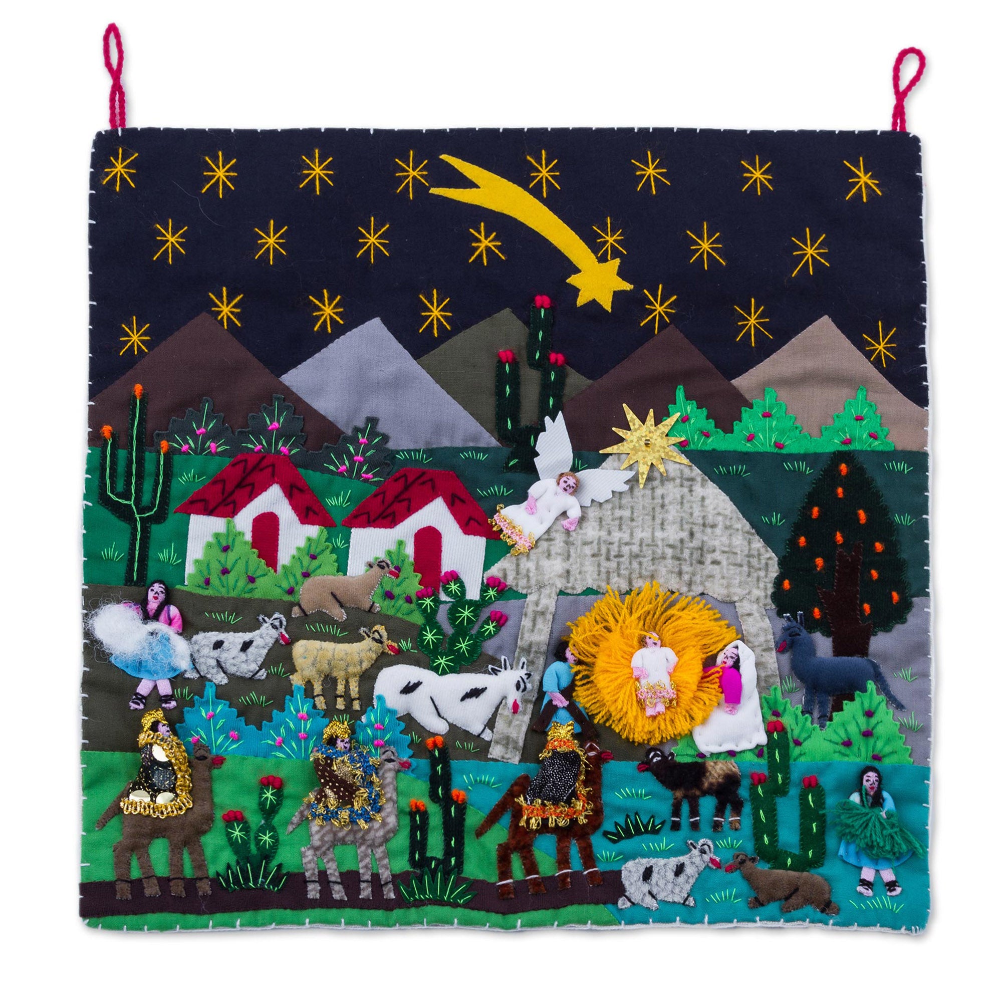 Premium Christmas Star Nativity Wall Art - Handcrafted Patchwork Masterpiece