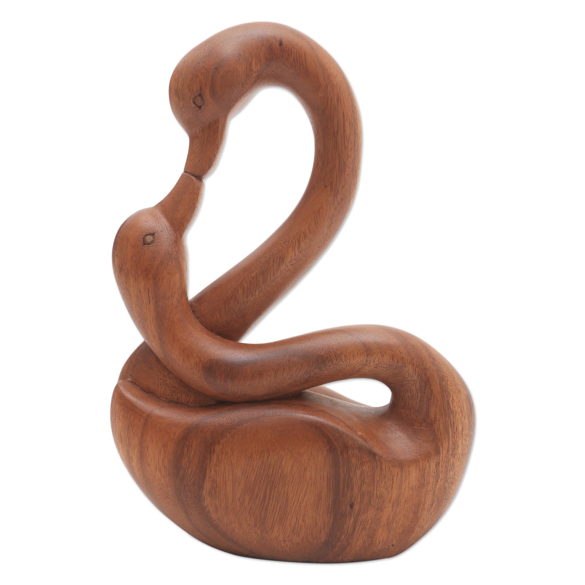 Premium Mother and Child Goose Sculpture - Hand-Carved Suar Wood Art from Bali