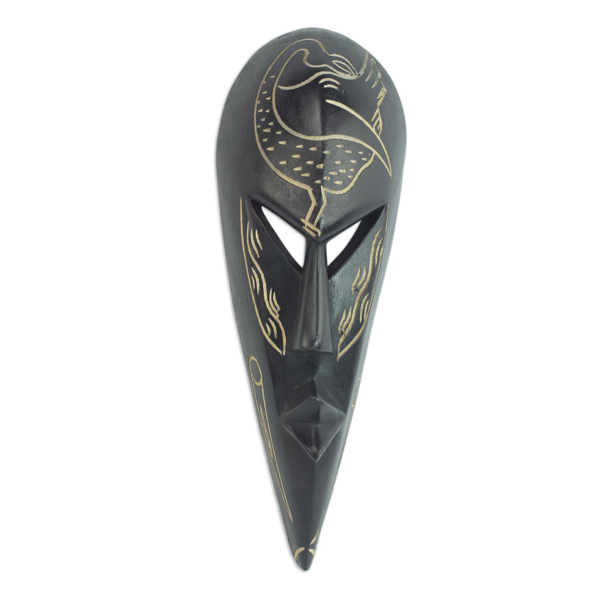 Premium Sankofa Bird Hand-Carved Wood Mask