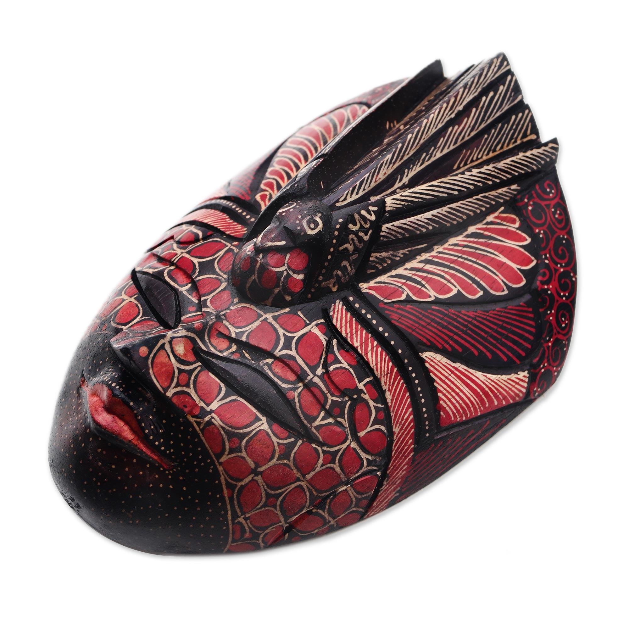 Premium Bird Lord Wood Mask - Handcrafted Batik Art from Java