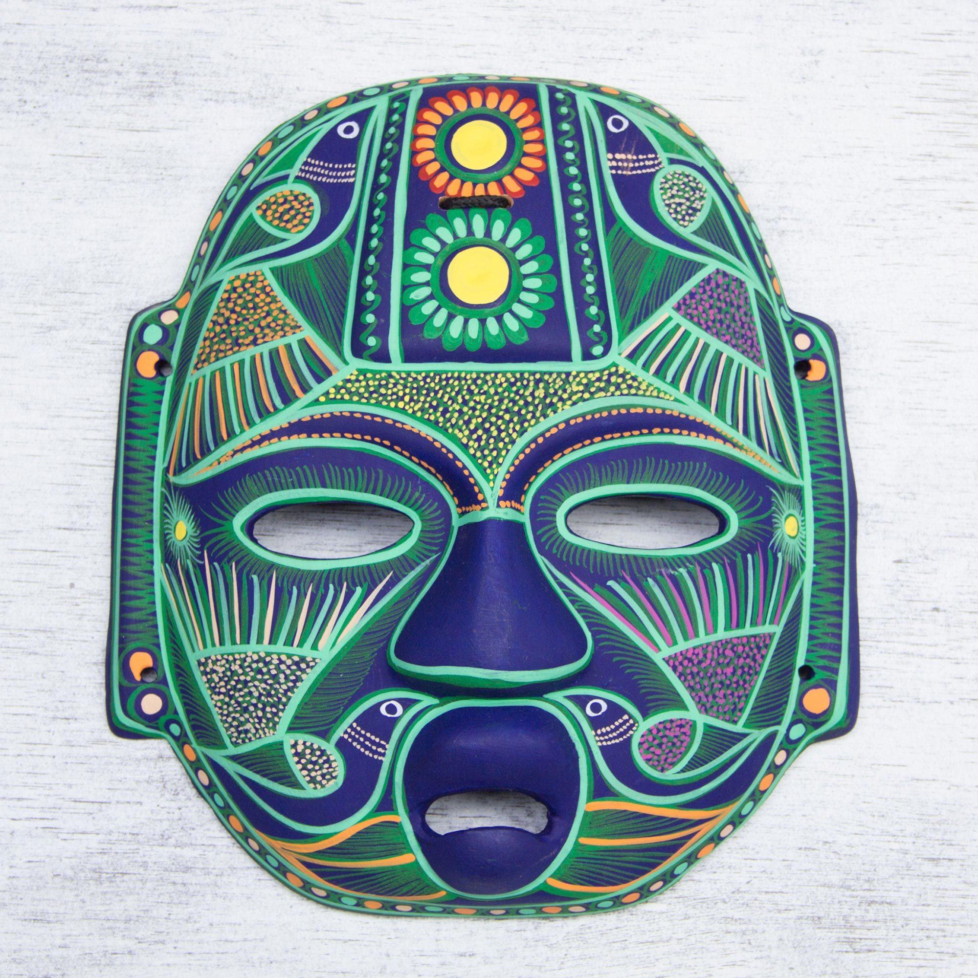 Premium Hand-Painted Olmec Ceramic Wall Art Mask