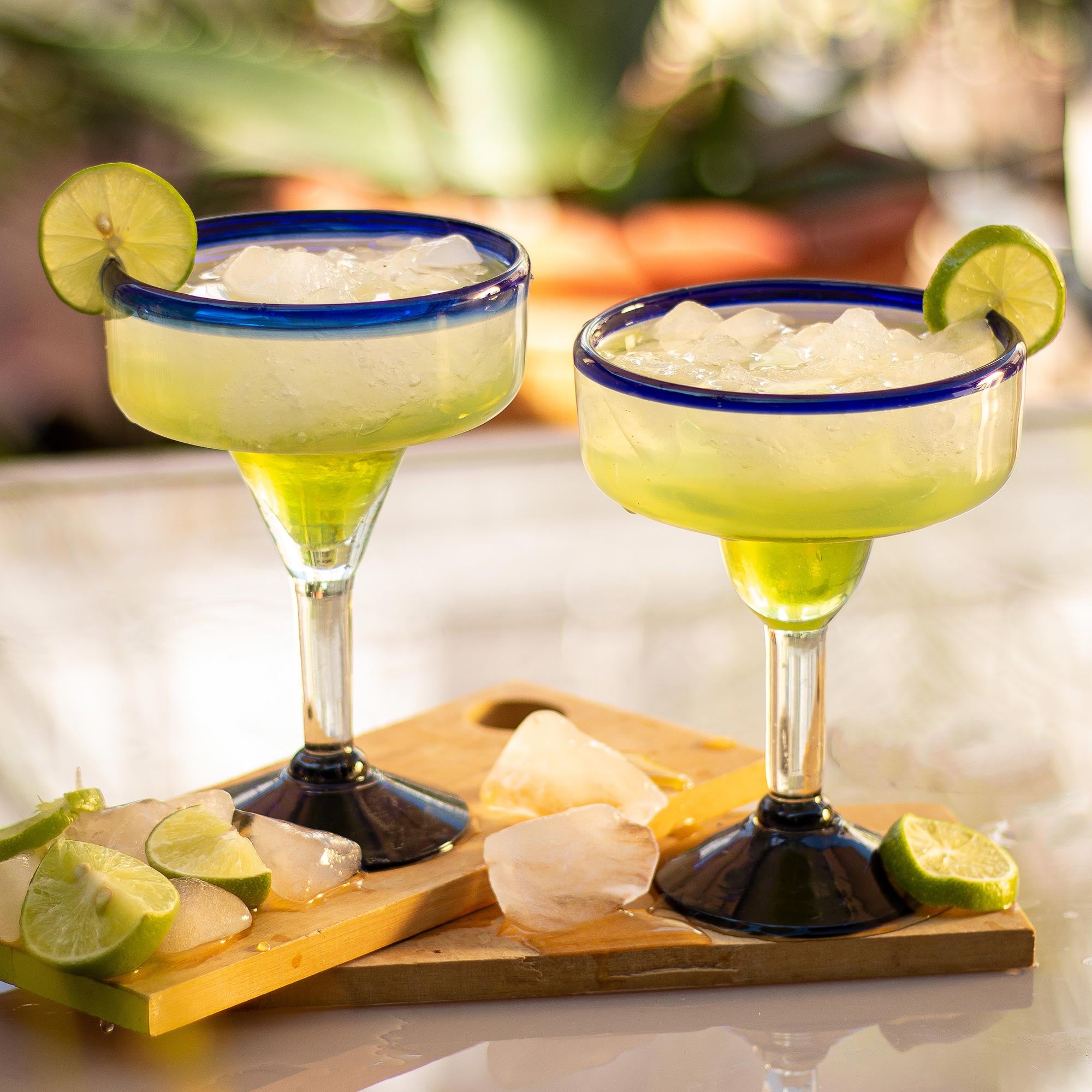 Premium Cobalt Blue Eco-Friendly Hand Blown Margarita Glasses - Set of 6