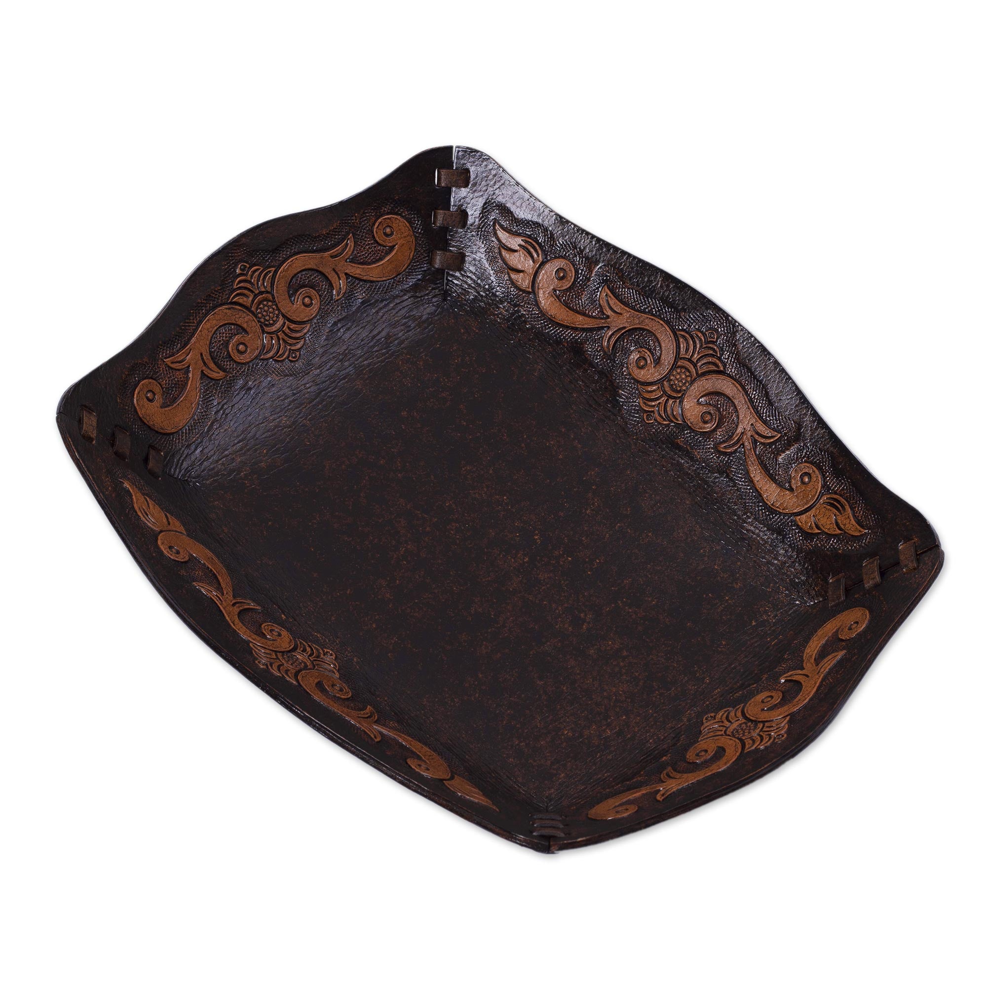 Premium Spanish Viceroy Peru Handcrafted Leather Colonial Art Catchall – Ultimate Decorative Organizer