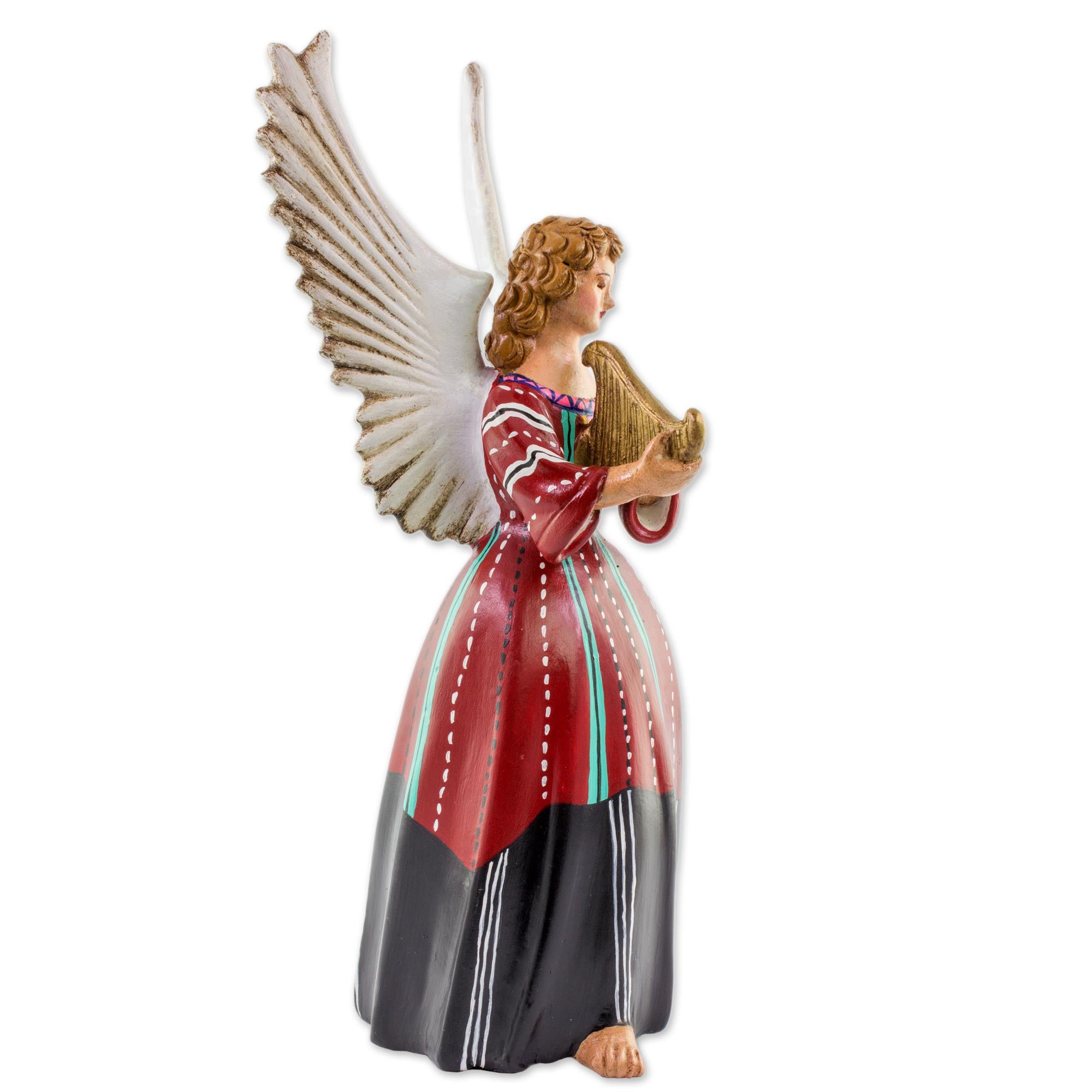 Premium Handcrafted Ceramic Angel from Sololá, Guatemala - 11 Inch