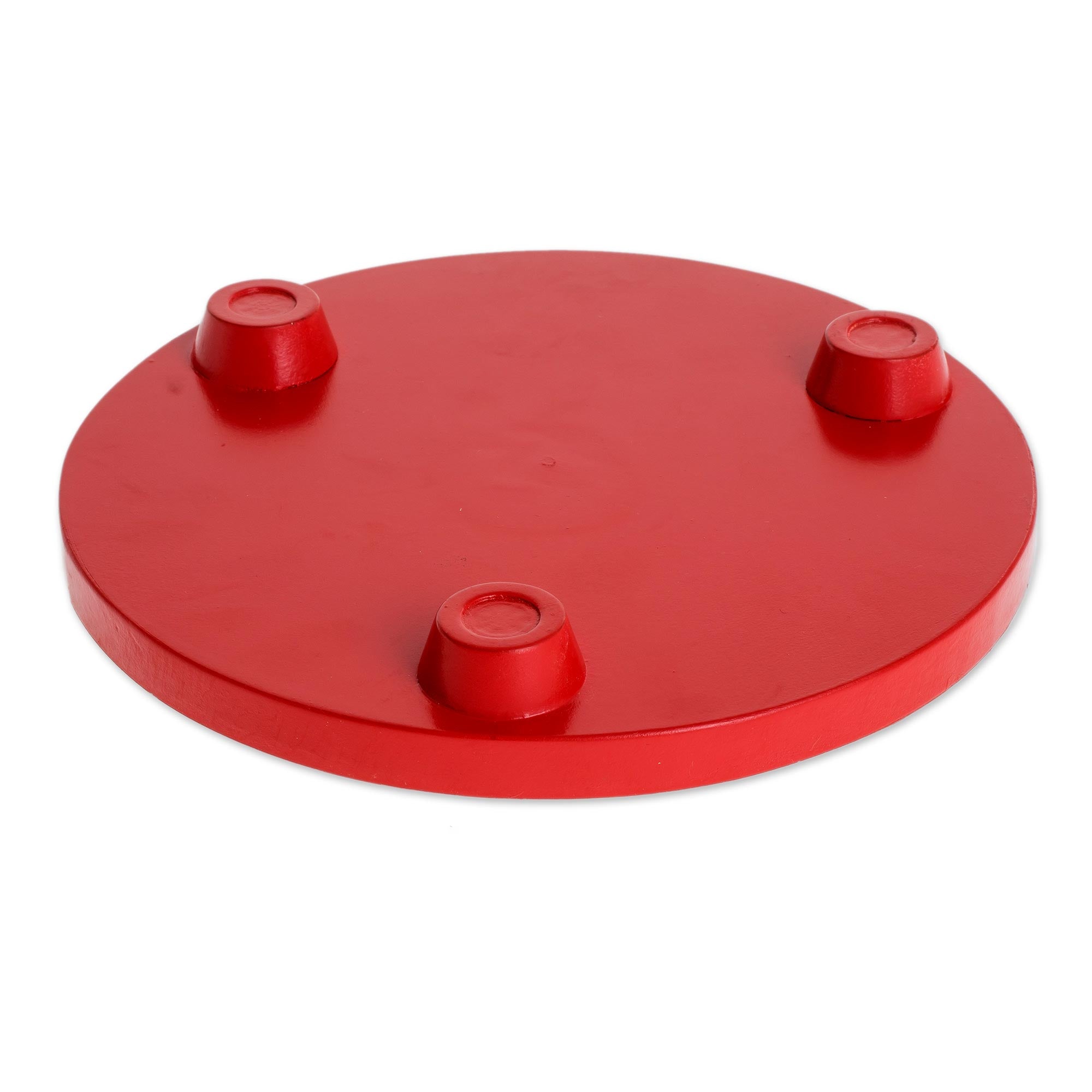 Premium Red Decoupage Wood Trivet - Handcrafted Costa Rican Artistry