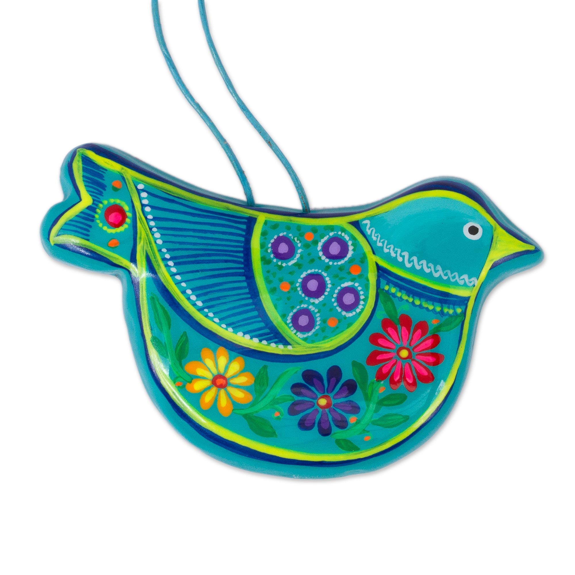 Premium Handcrafted Caribbean Blue Ceramic Dove Ornaments - Turquoise Doves 2