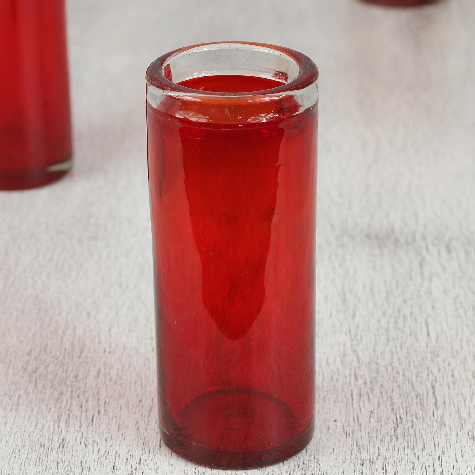 Premium Hand-Blown Ruby Red Tequila Shot Glasses Set of 6 - Ultimate Mexican Craftsmanship