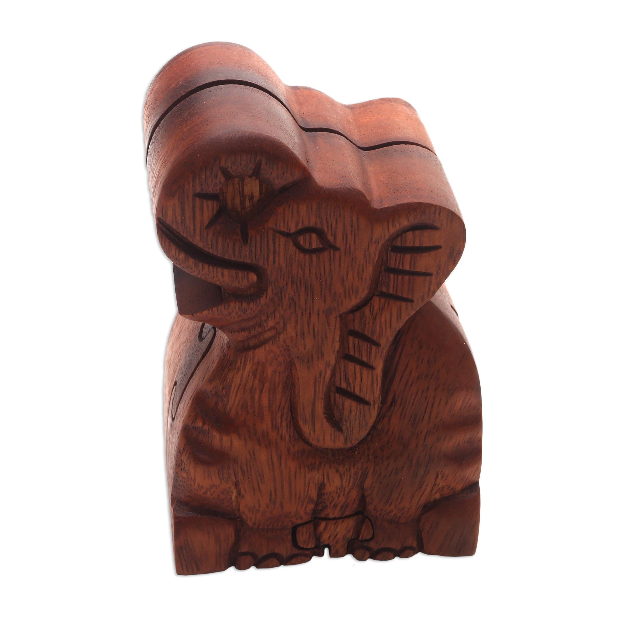 Premium Elephant Secret Puzzle Box - Handcrafted Suar Wood Treasure Chest