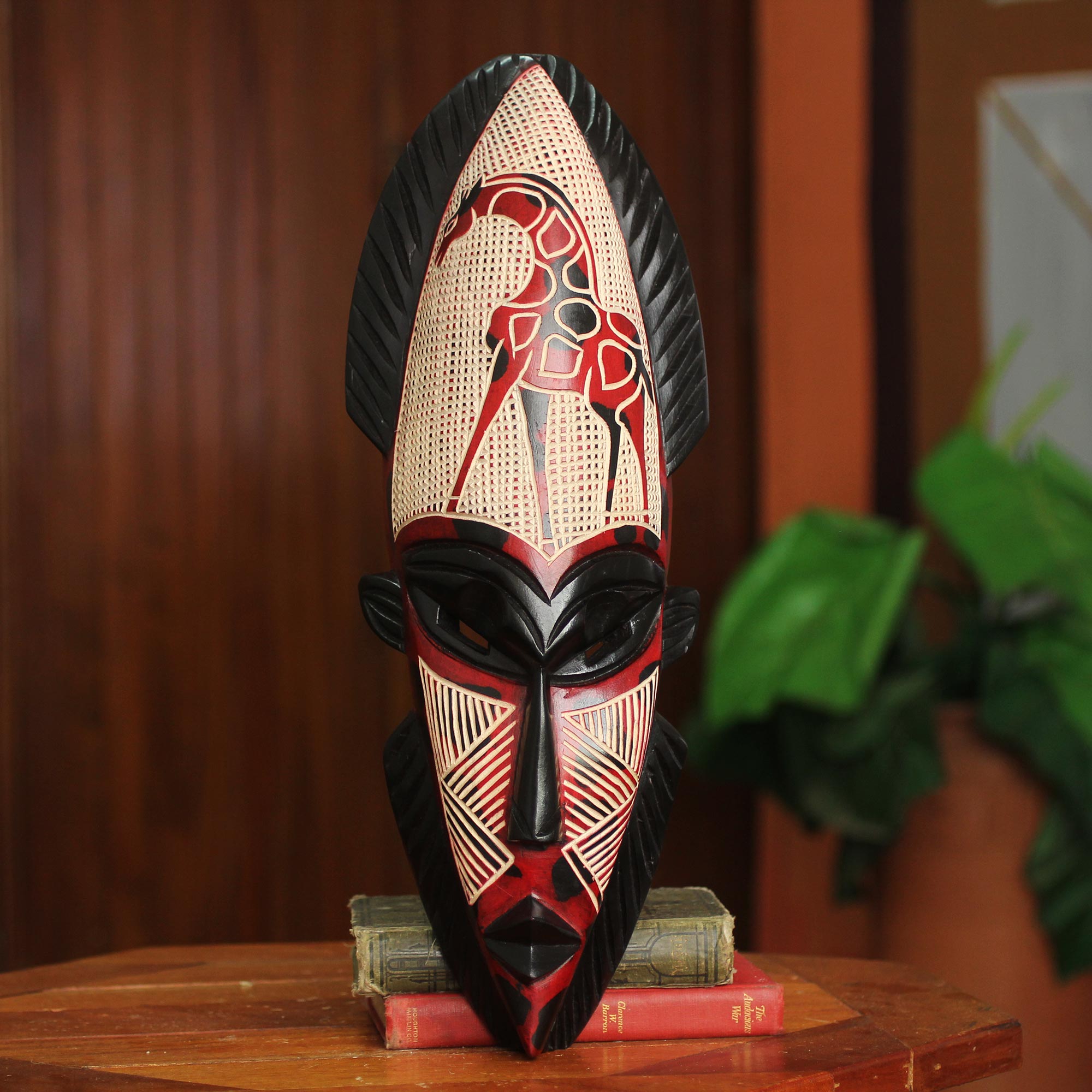 Premium African Giraffe Spirit II Handcrafted Wood Mask – Ultimate Wall Art