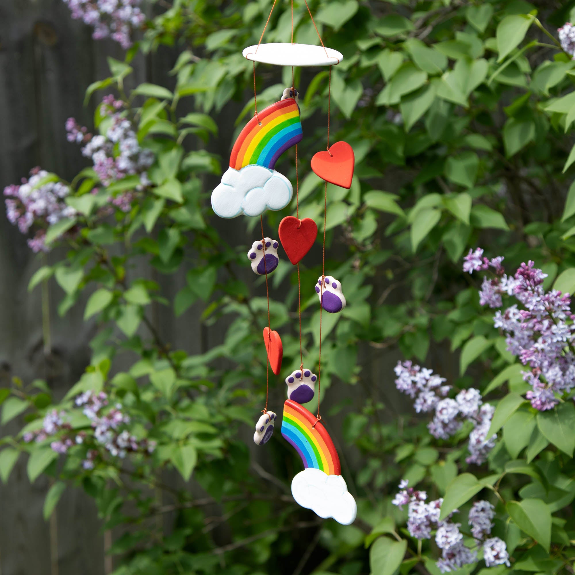 Premium Rainbow Bridge Memorial Wind Chime with Paw Print Design
