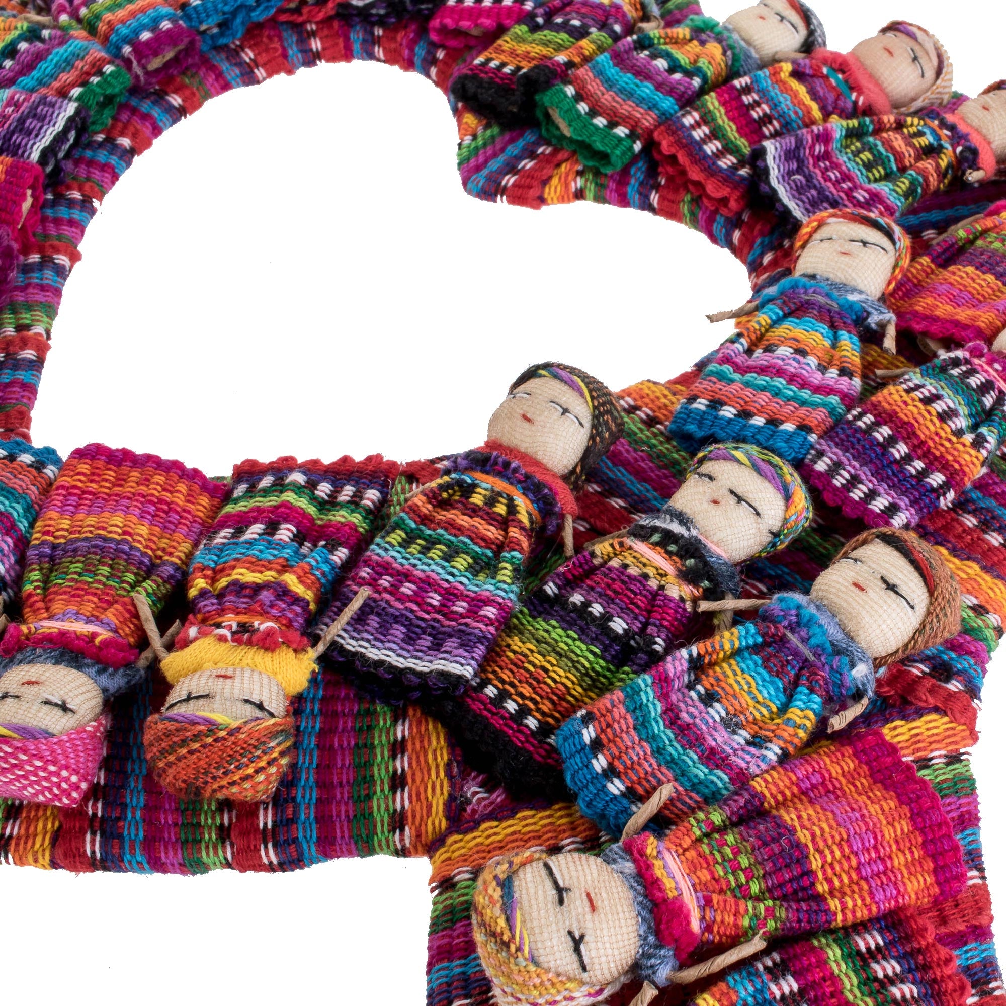 Premium Guatemalan Love Heart-Shaped Cotton Worry Doll Wall Art