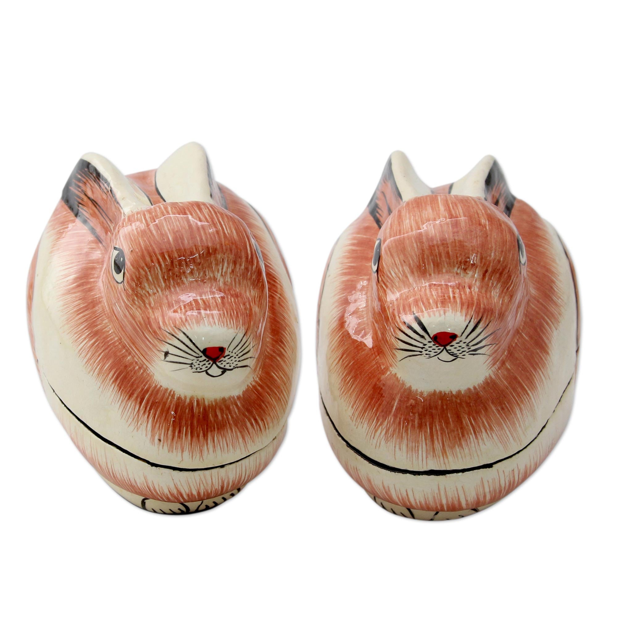 Premium Handcrafted Baby Bunnies Papier Mache Treasure Boxes - India Rabbit Theme (Pair)