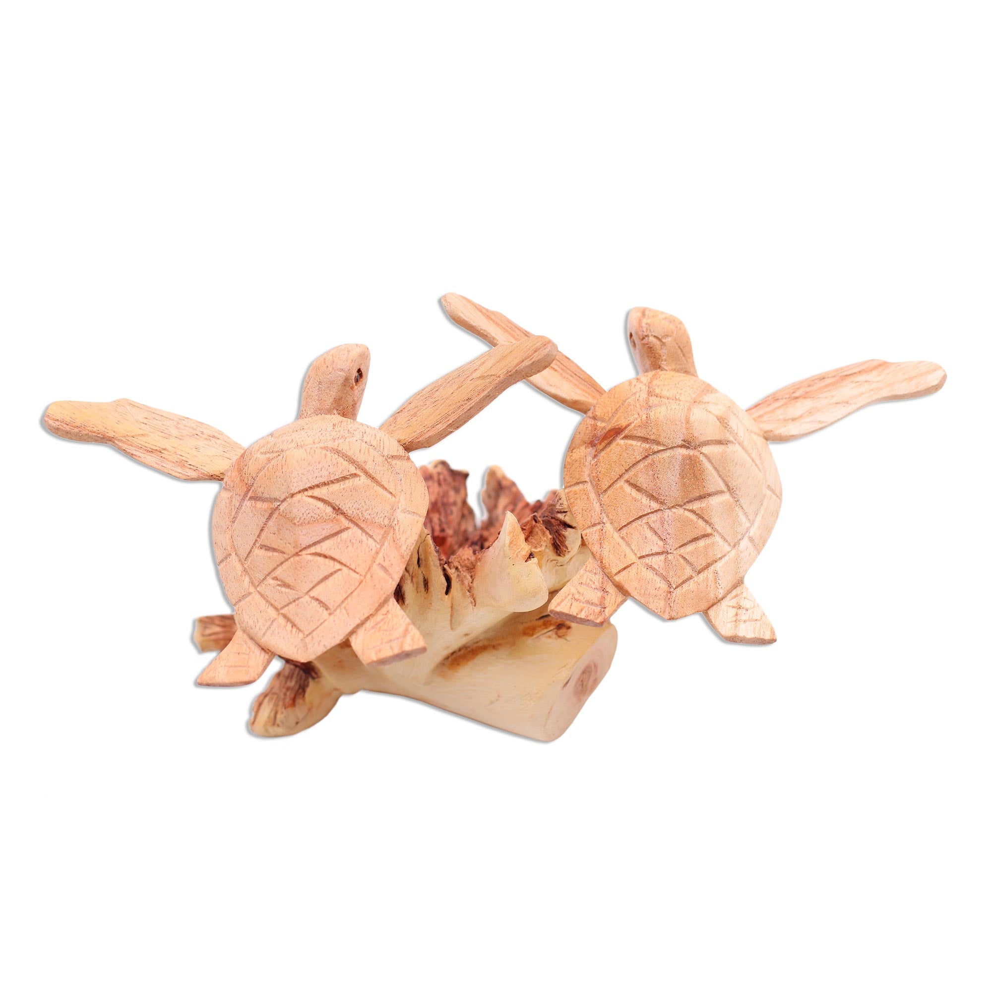 Premium Handcrafted Sea Turtle Sculpture - Jempinis & Benalu Wood Art