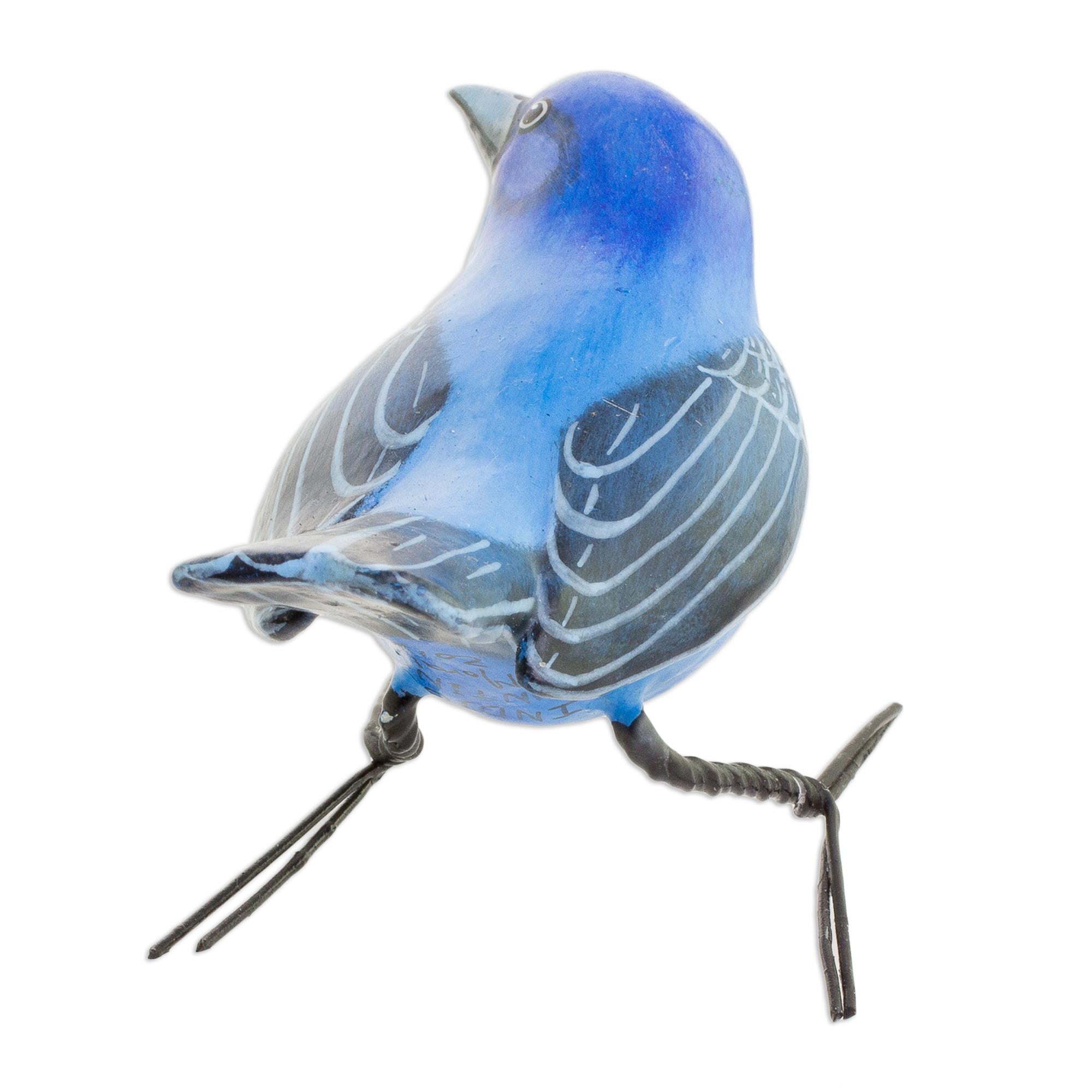 Premium Handcrafted Indigo Bunting Ceramic Bird Figurine - Ultimate Home Decor