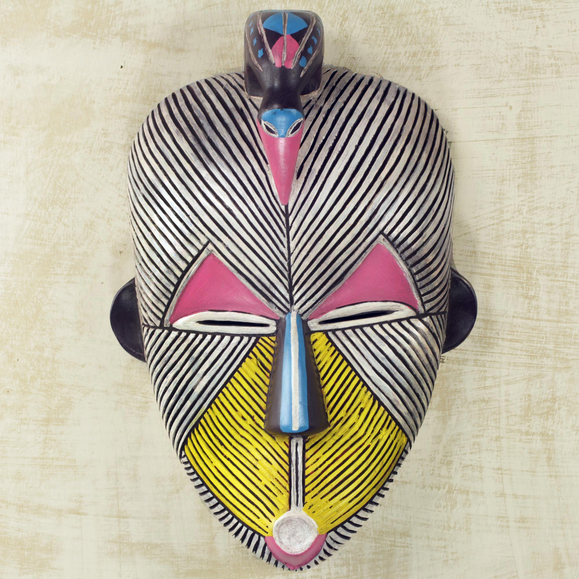 Premium Songye Kwifibe African Protection Spirit Wall Mask - Handcrafted Wood Art