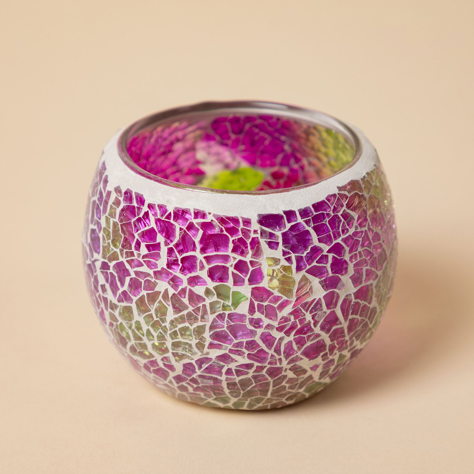 Premium Mosaic Glass Votive Holders - Set of 3