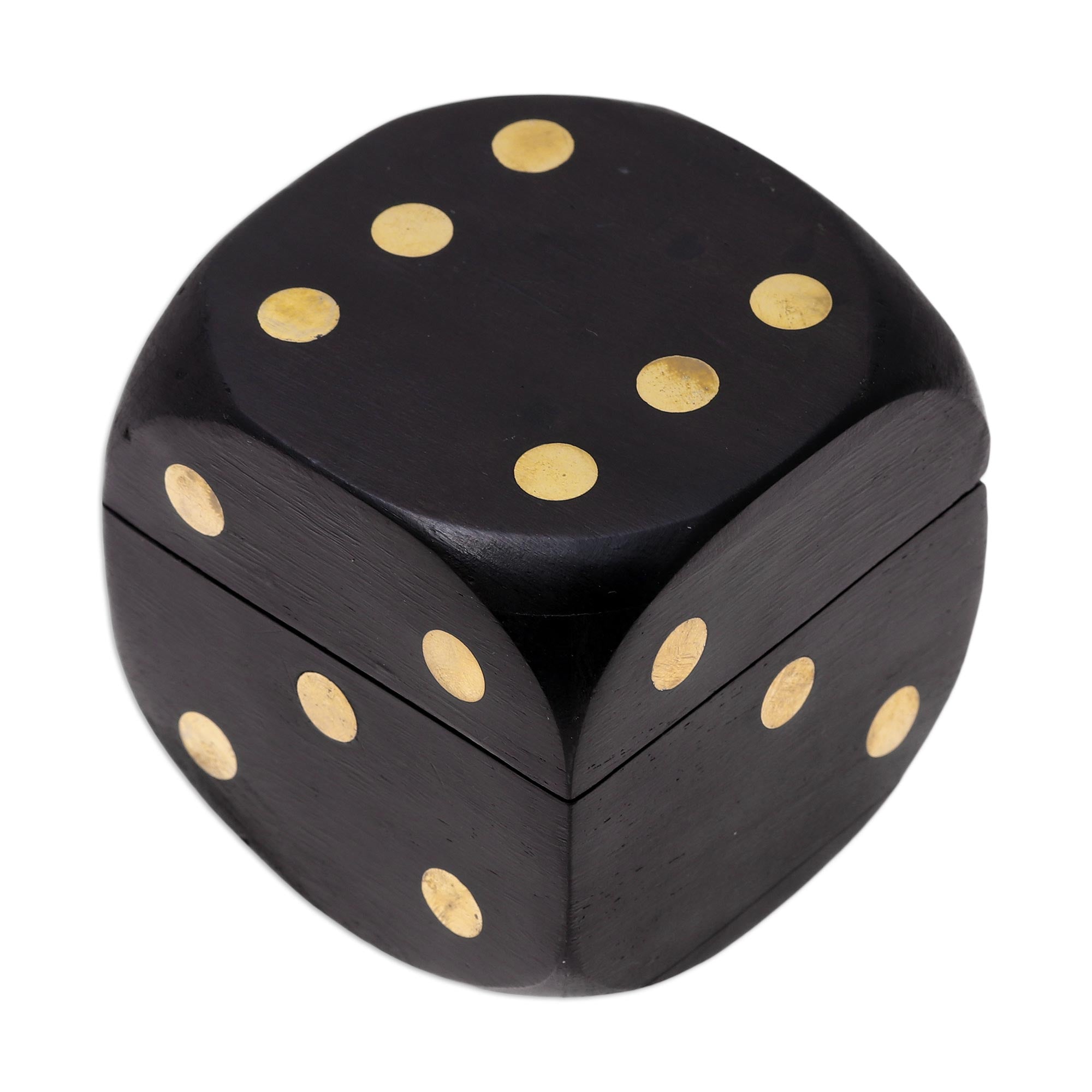 Premium Mango Wood Dice Set with Brass Accents - Elegant Decorative Box