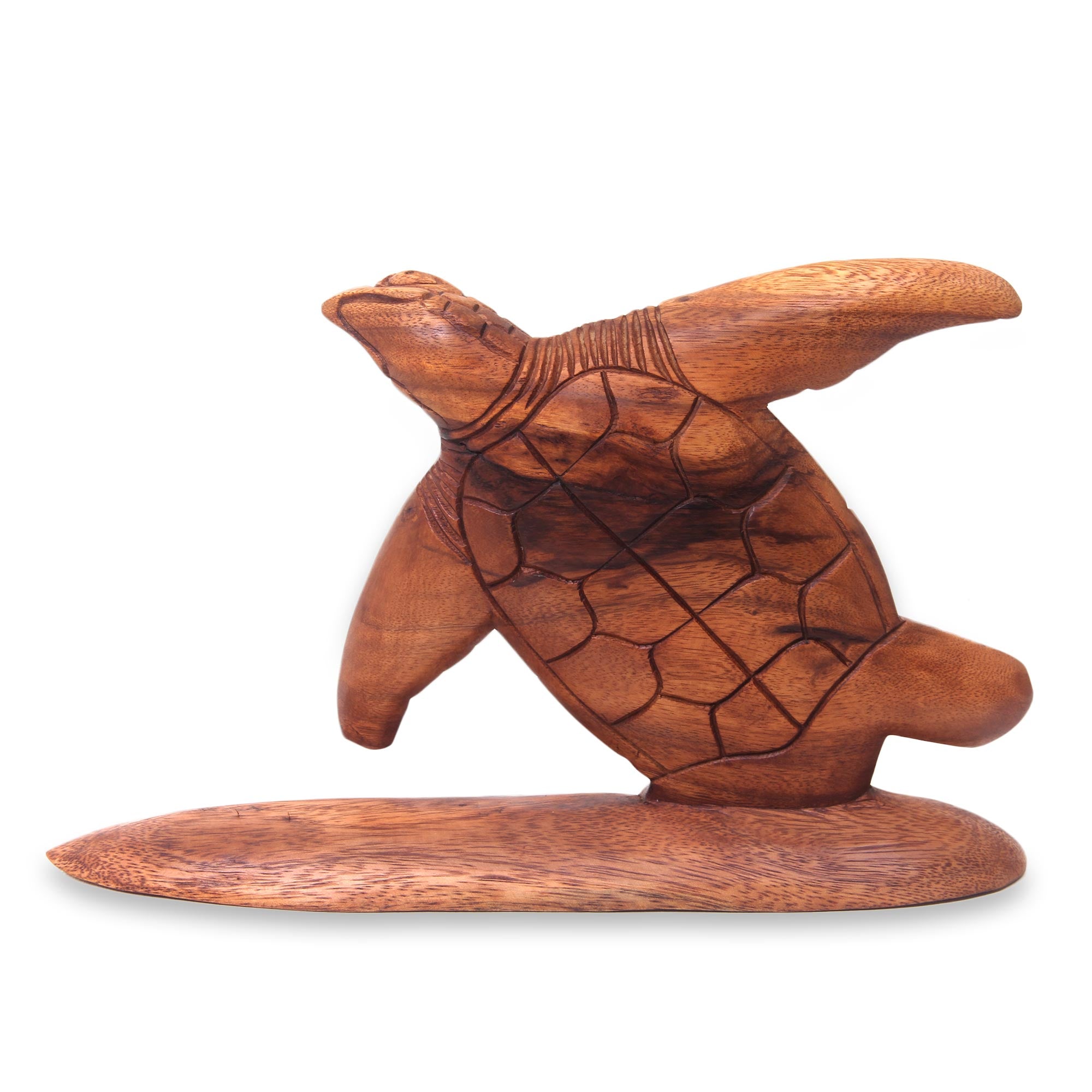 Premium Hand-Carved Surfer Turtle Sculpture – Bali Artisan Crafted