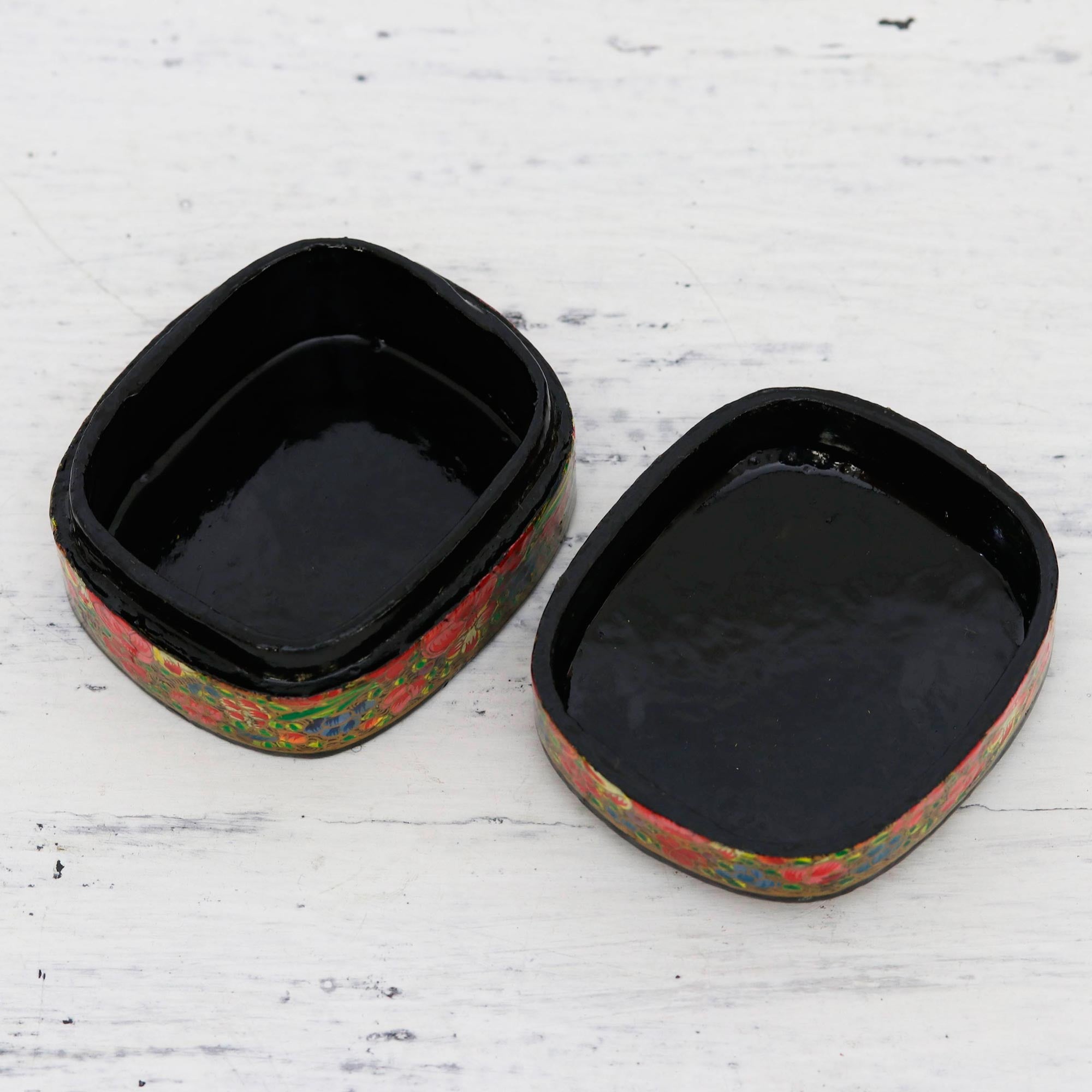 Premium Hand-Painted Floral & Gold Decorative Box - Kashmir Artistry