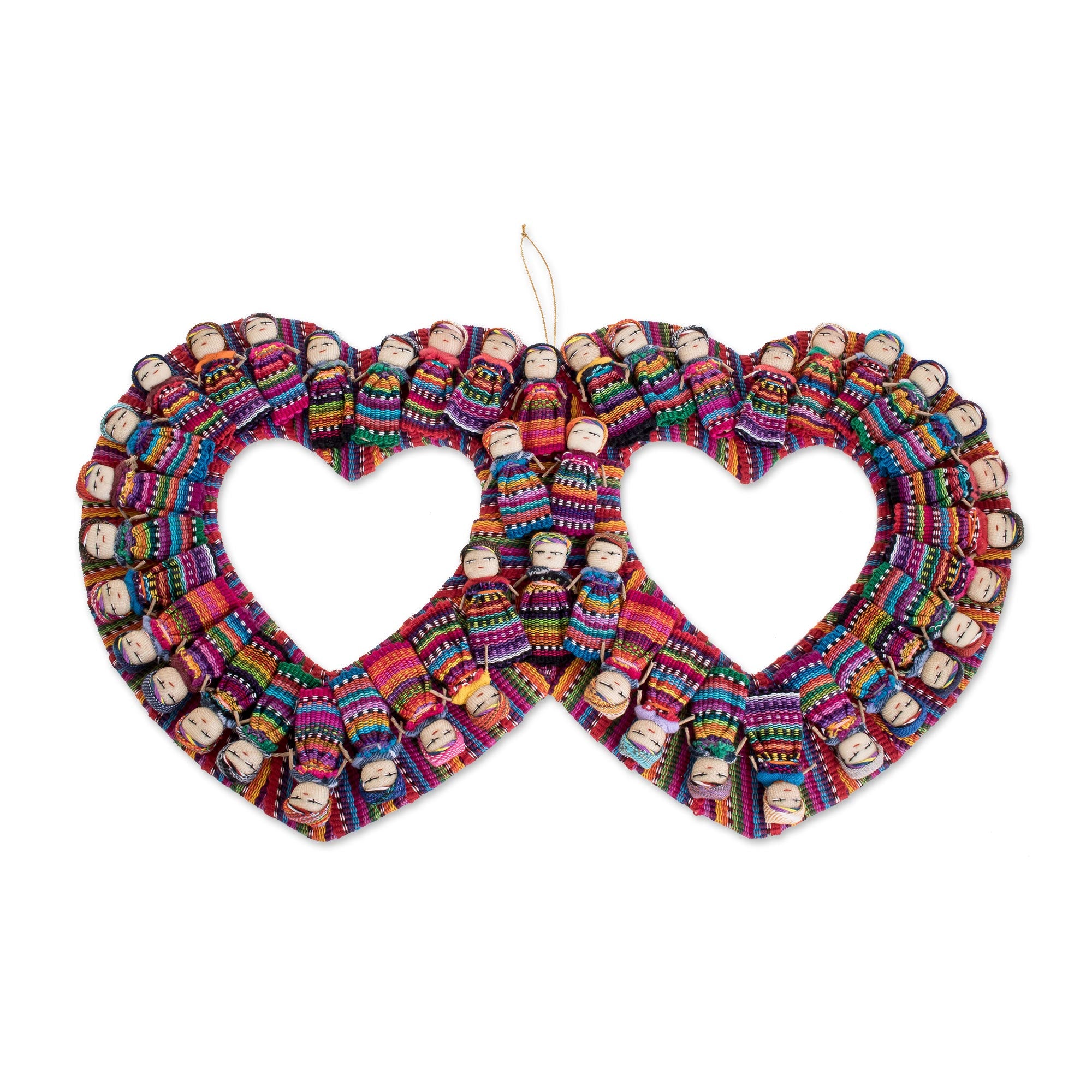 Premium Guatemalan Love Heart-Shaped Cotton Worry Doll Wall Art