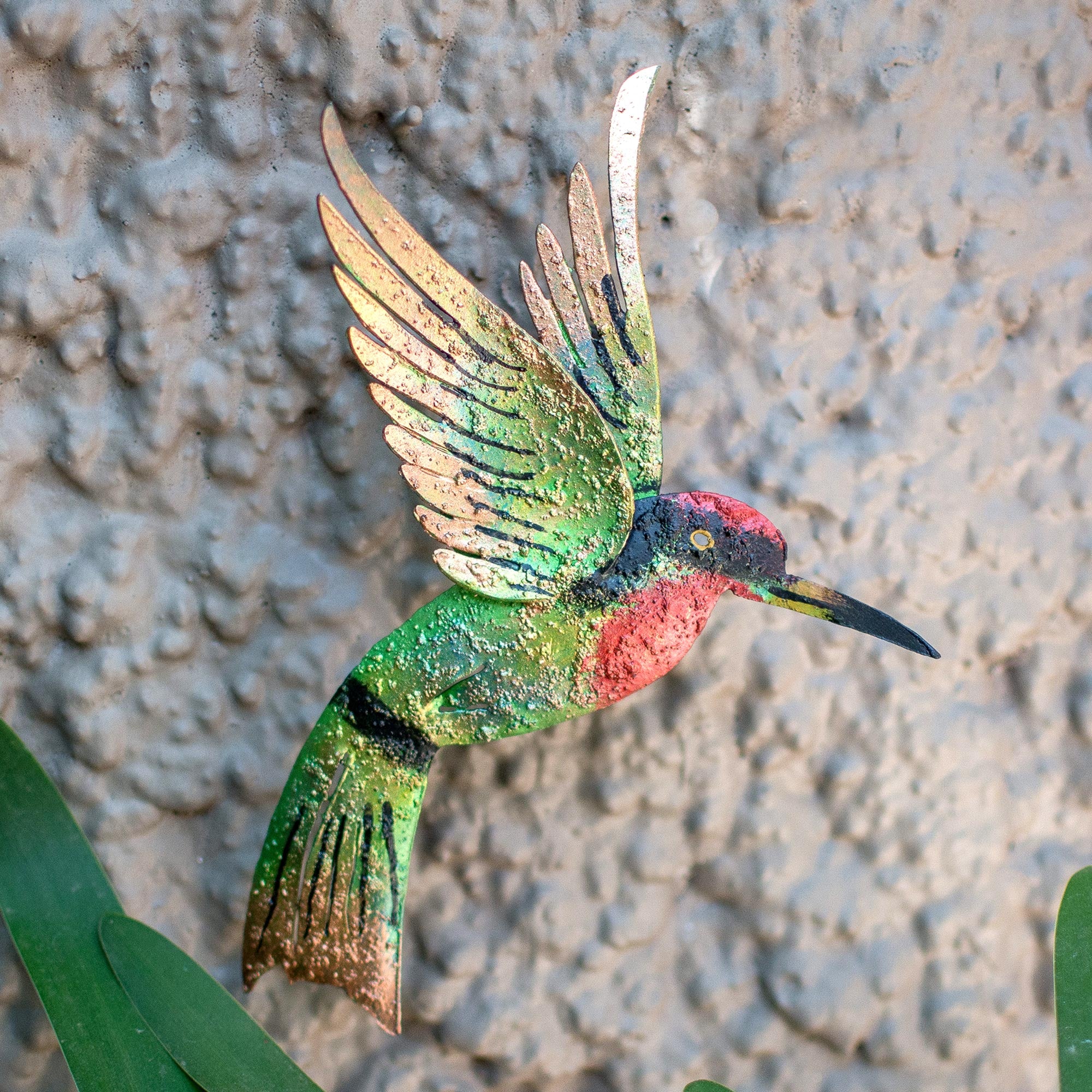 Premium Handcrafted Emerald Hummingbird Iron Wall Sculpture – Artisan Crafted in Mexico
