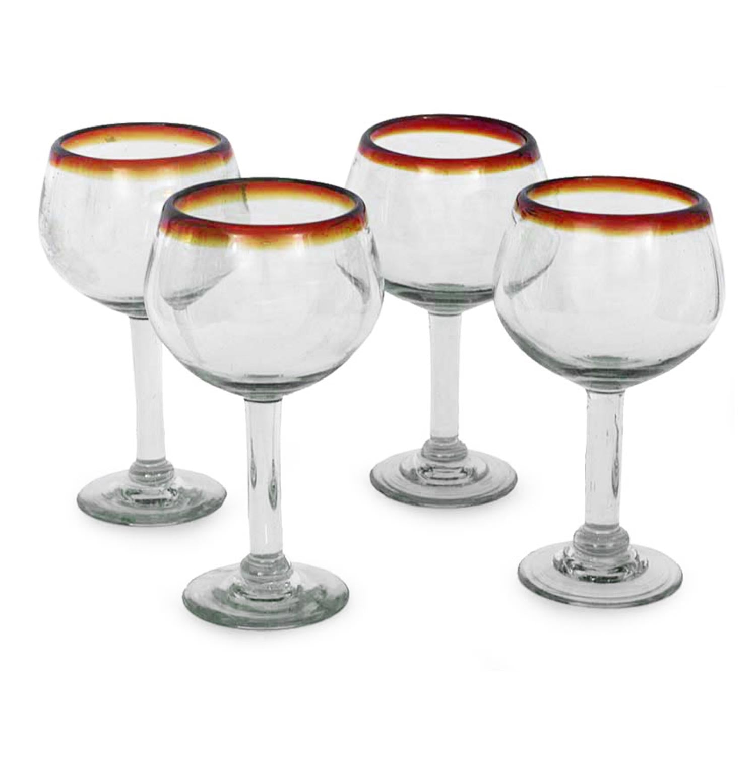 Premium Handblown Recycled Glass Wine Glasses Set of 4 – Ultimate Fair Trade Elegance