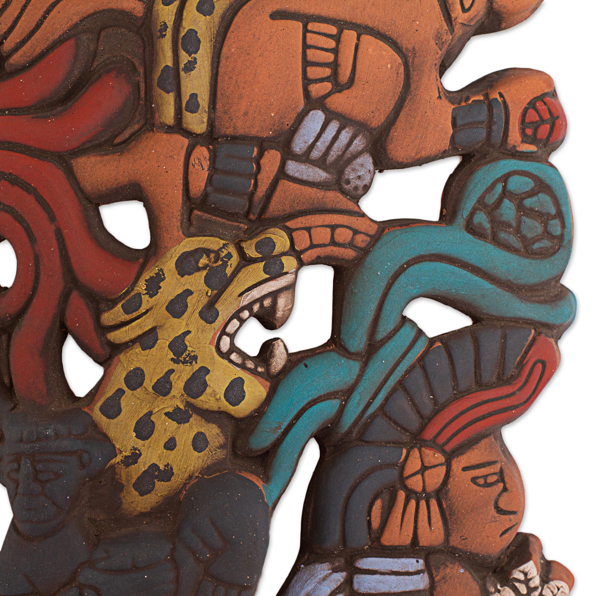 Premium Hand-Painted Mayan Ceramic Mask - Authentic Prehispanic Art from Mexico