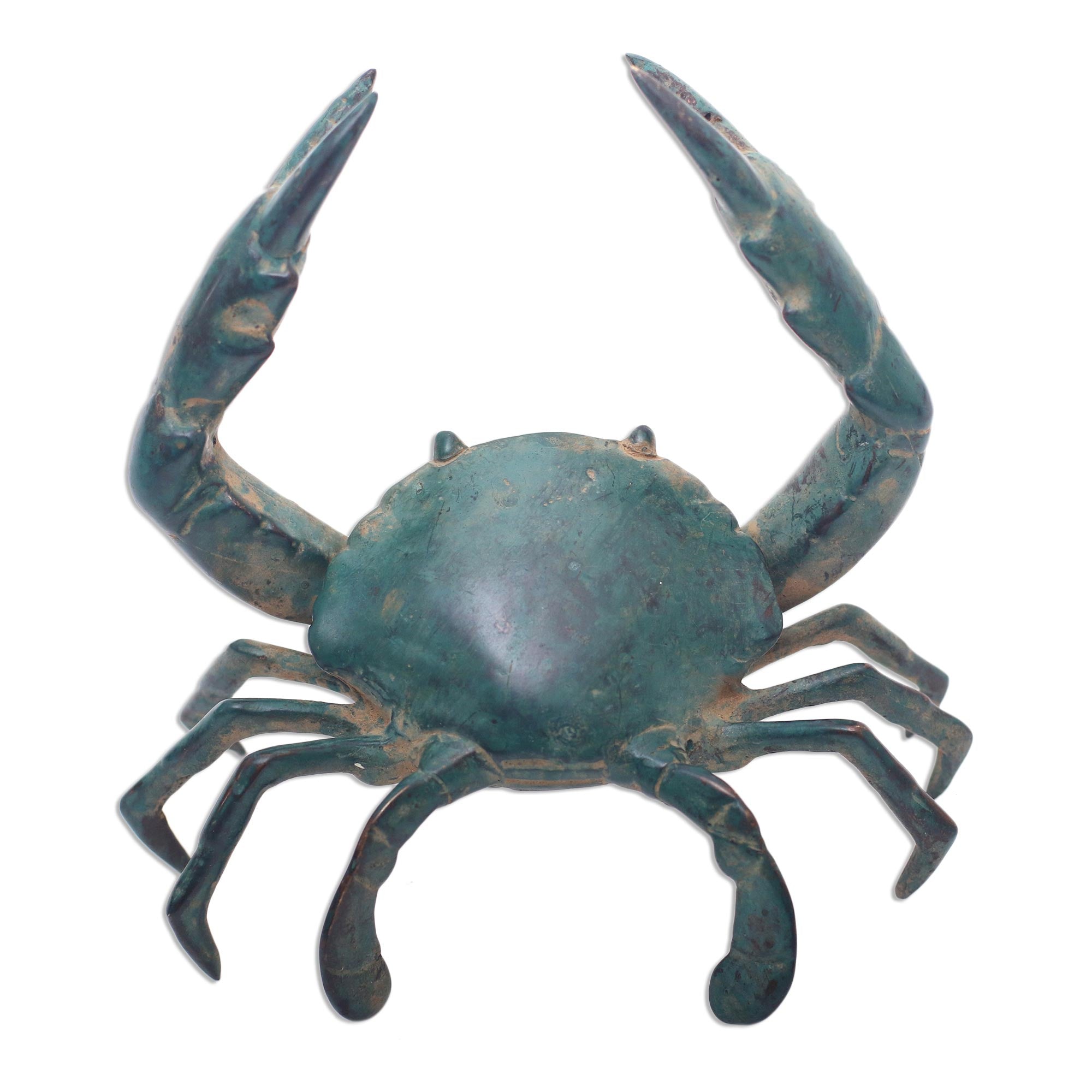 Premium Antiqued Bronze Crab Sculpture - Handcrafted in Bali