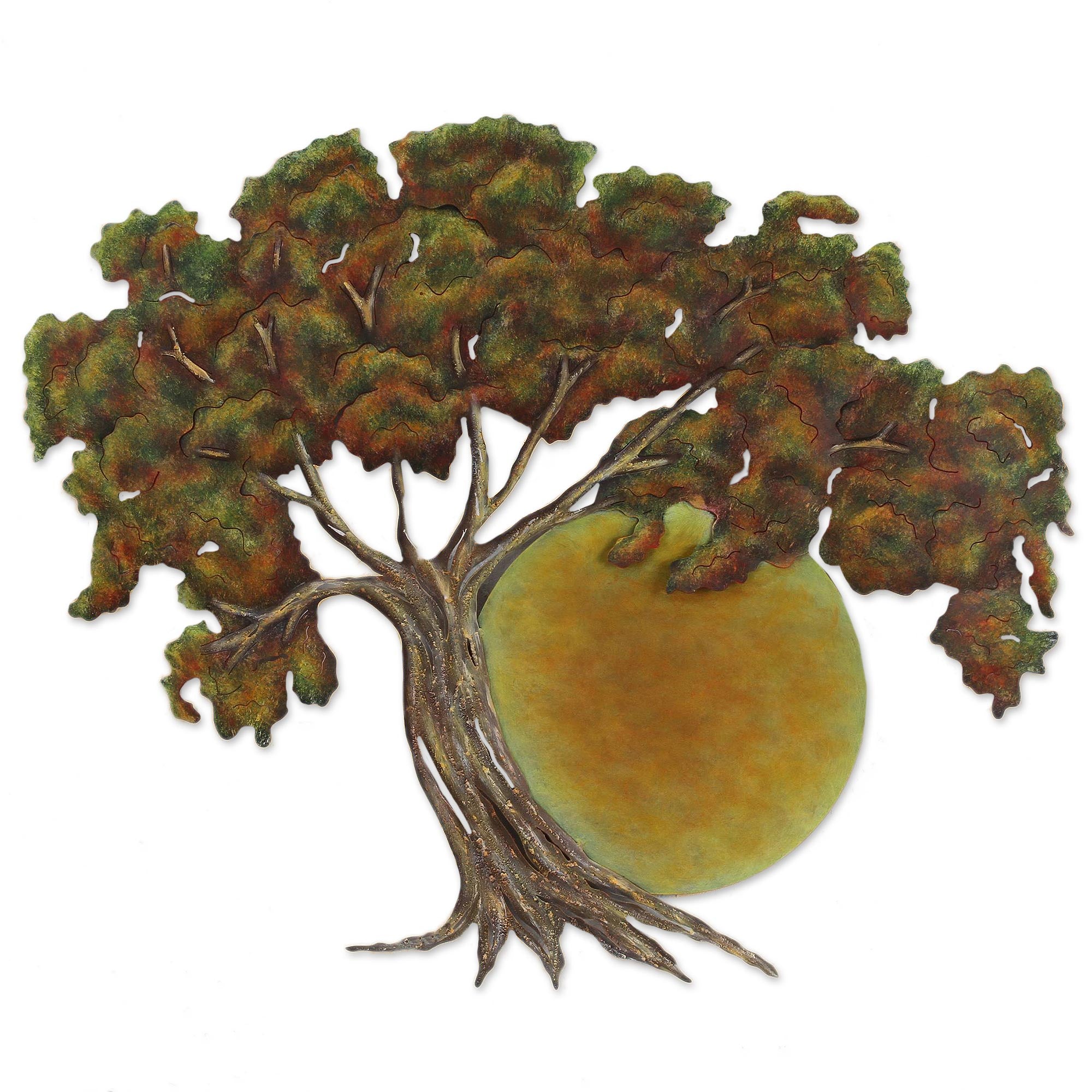Premium Sunset Oak Steel Wall Art - Handcrafted in Mexico