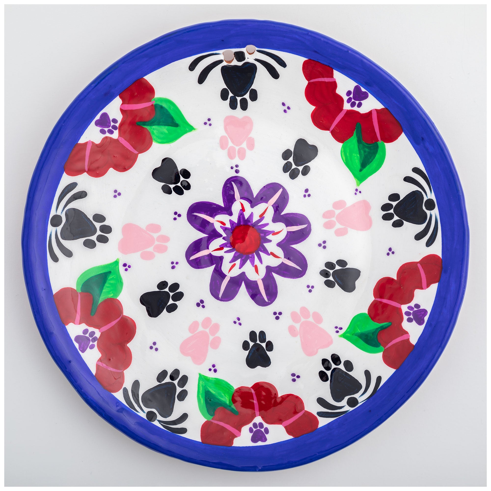 Premium Handcrafted Paw Print Ceramic Plate - Unique Decorative Wall Art