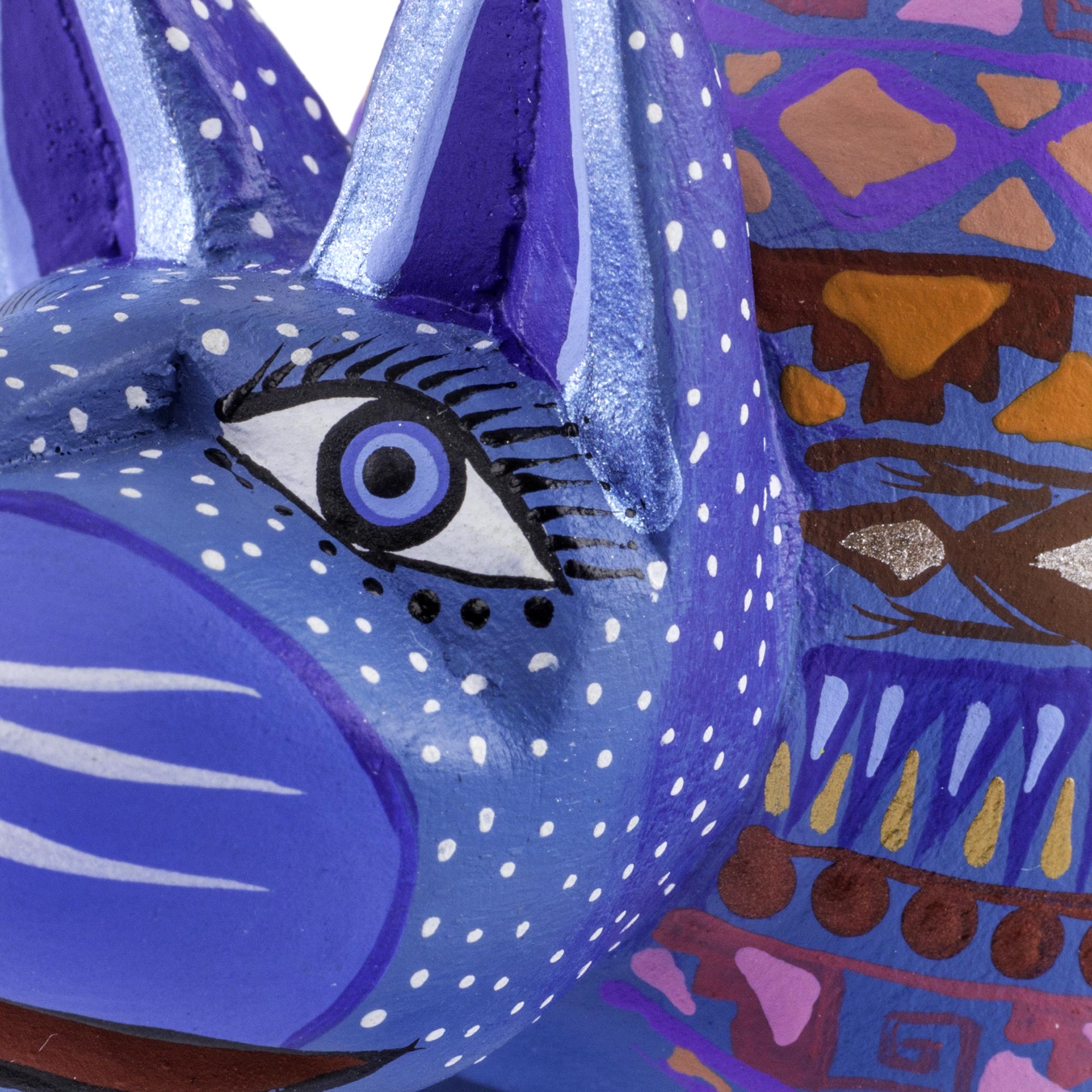 Premium Handcrafted Blue Cat Alebrije Sculpture - Mexican Folk Art
