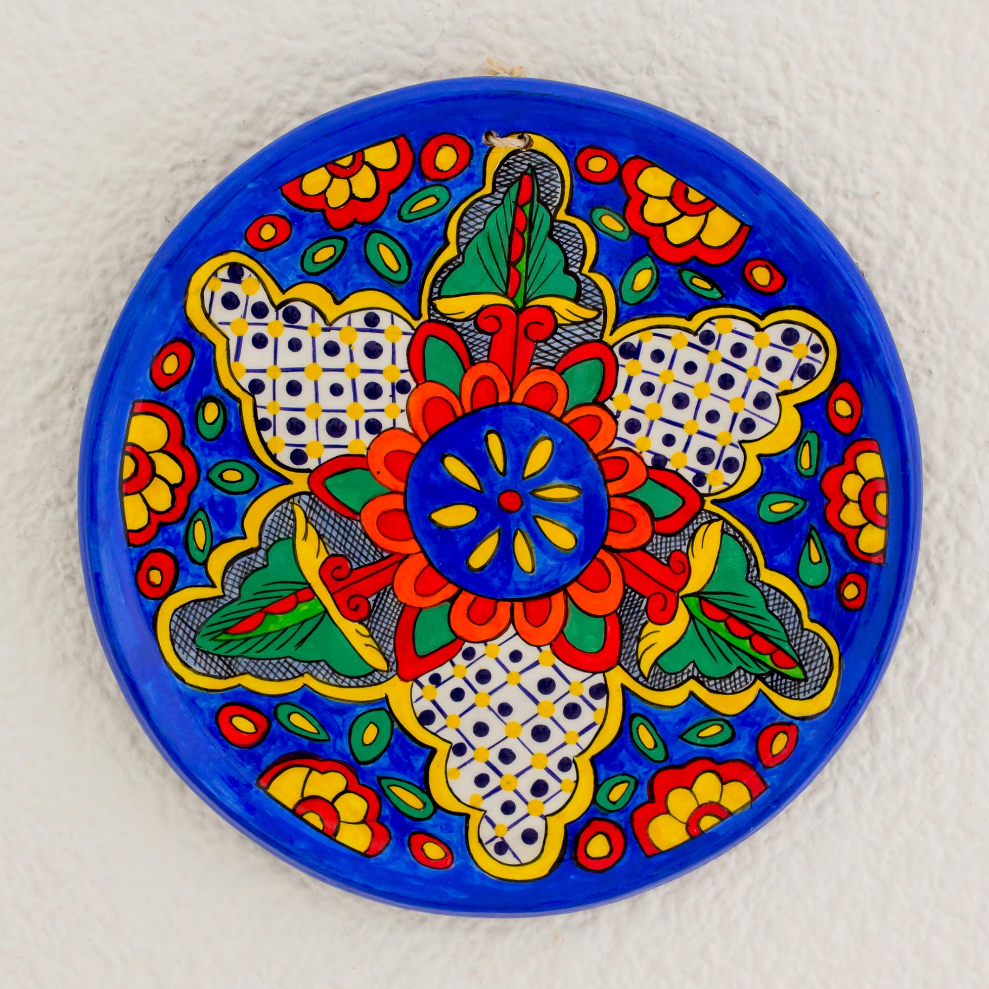 Premium Hand-Painted Floral Ceramic Decorative Plate from Guatemala